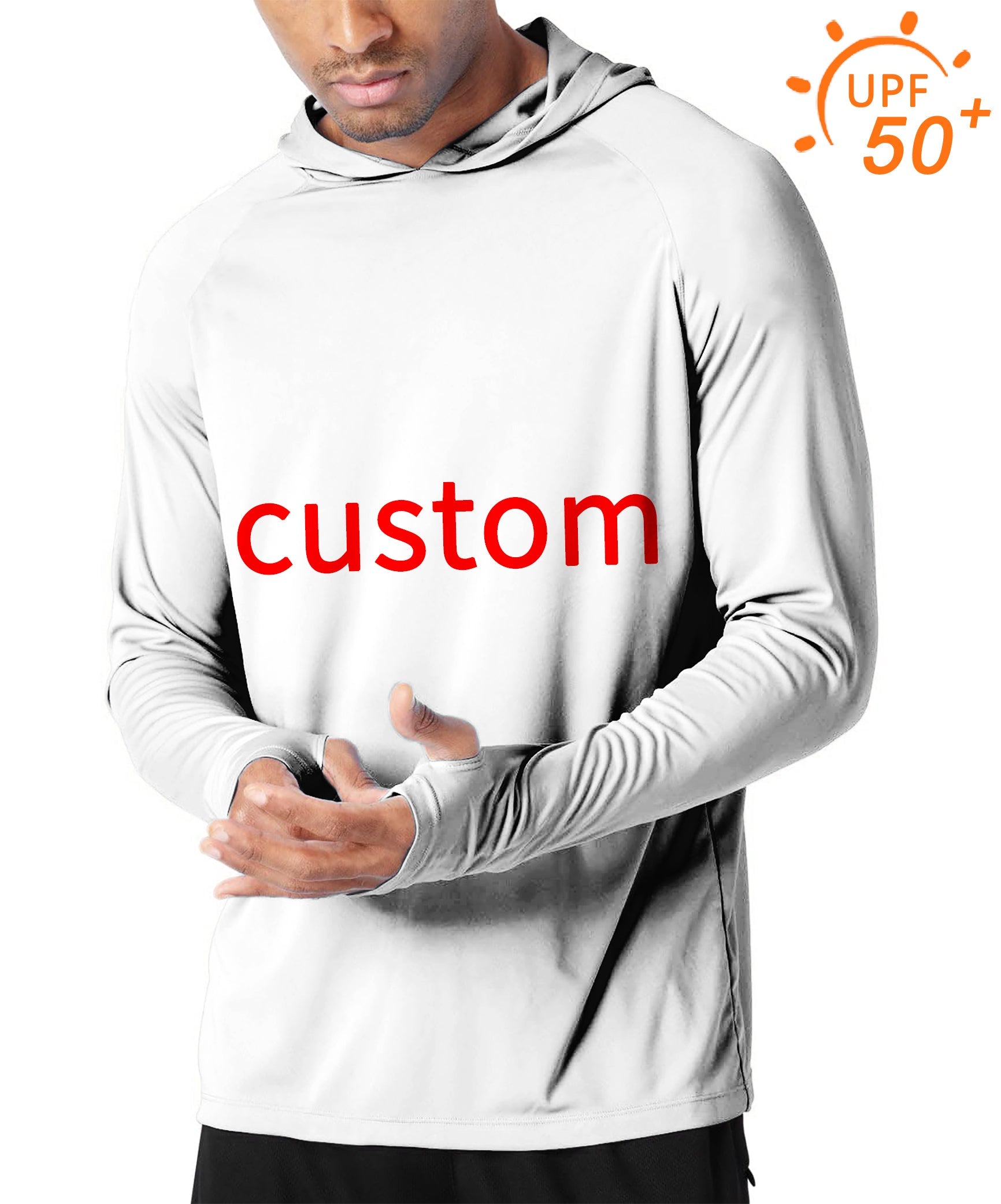 Men's custom own logo golf sun protection slim fit white hoodie with UPF 50+