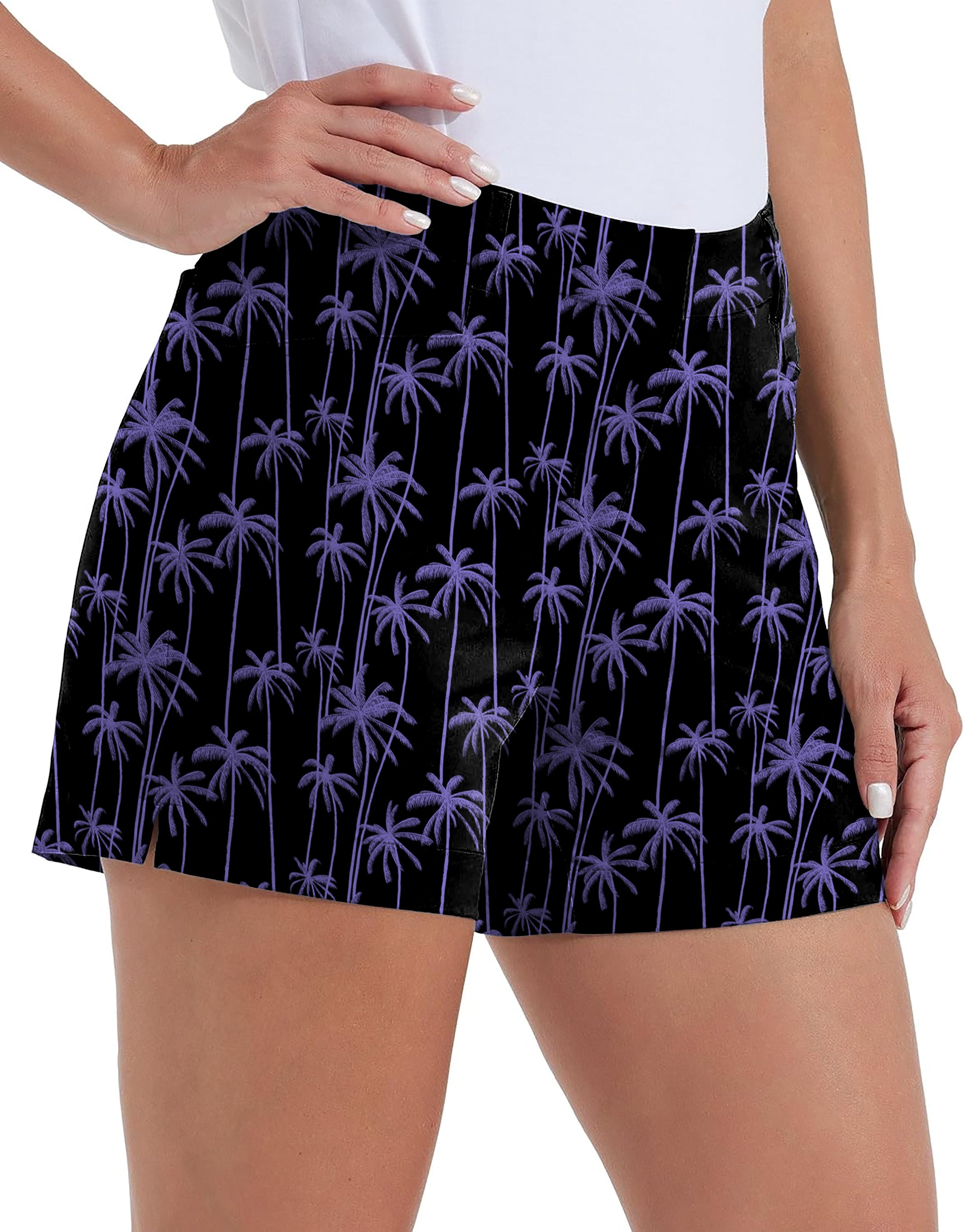 Purple Coconut Tree Polo Own Logo 4.5/7/10 Golf Shorts Quick-Drying Woman Outdoor Casual Shorts With Pockets Waterproof