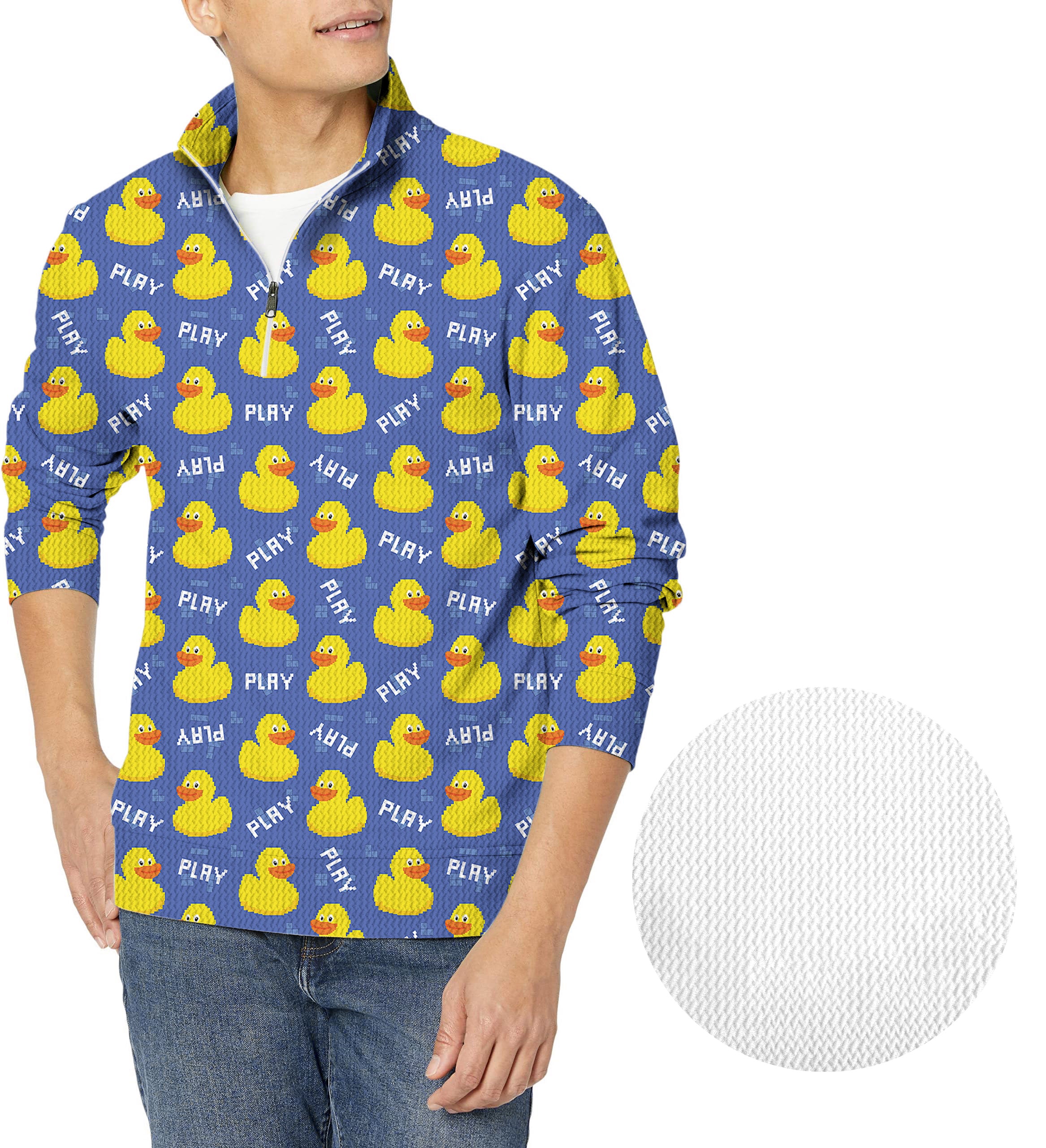 Yellow duck-Men's Golf Waffle Zipper Pullover