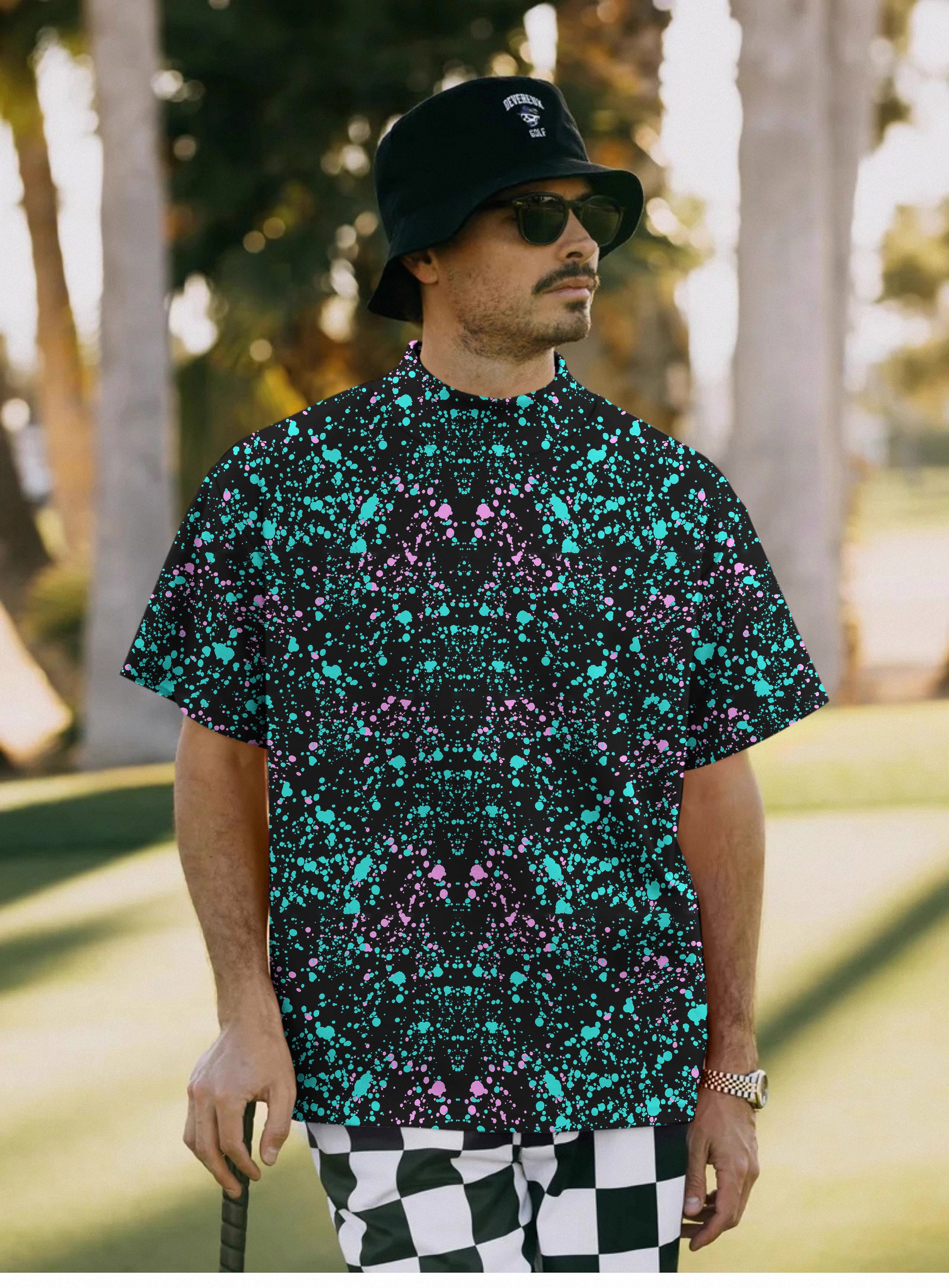 Men's GALAXIES Pullover High neck Long/Short sleeve T-Shirt