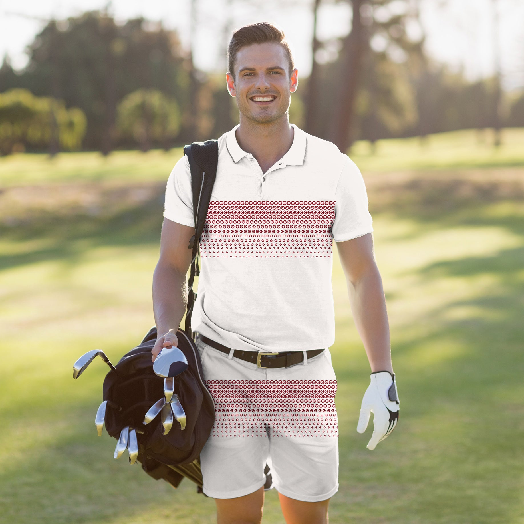 Men's Golf Set Polo+Shorts Red G