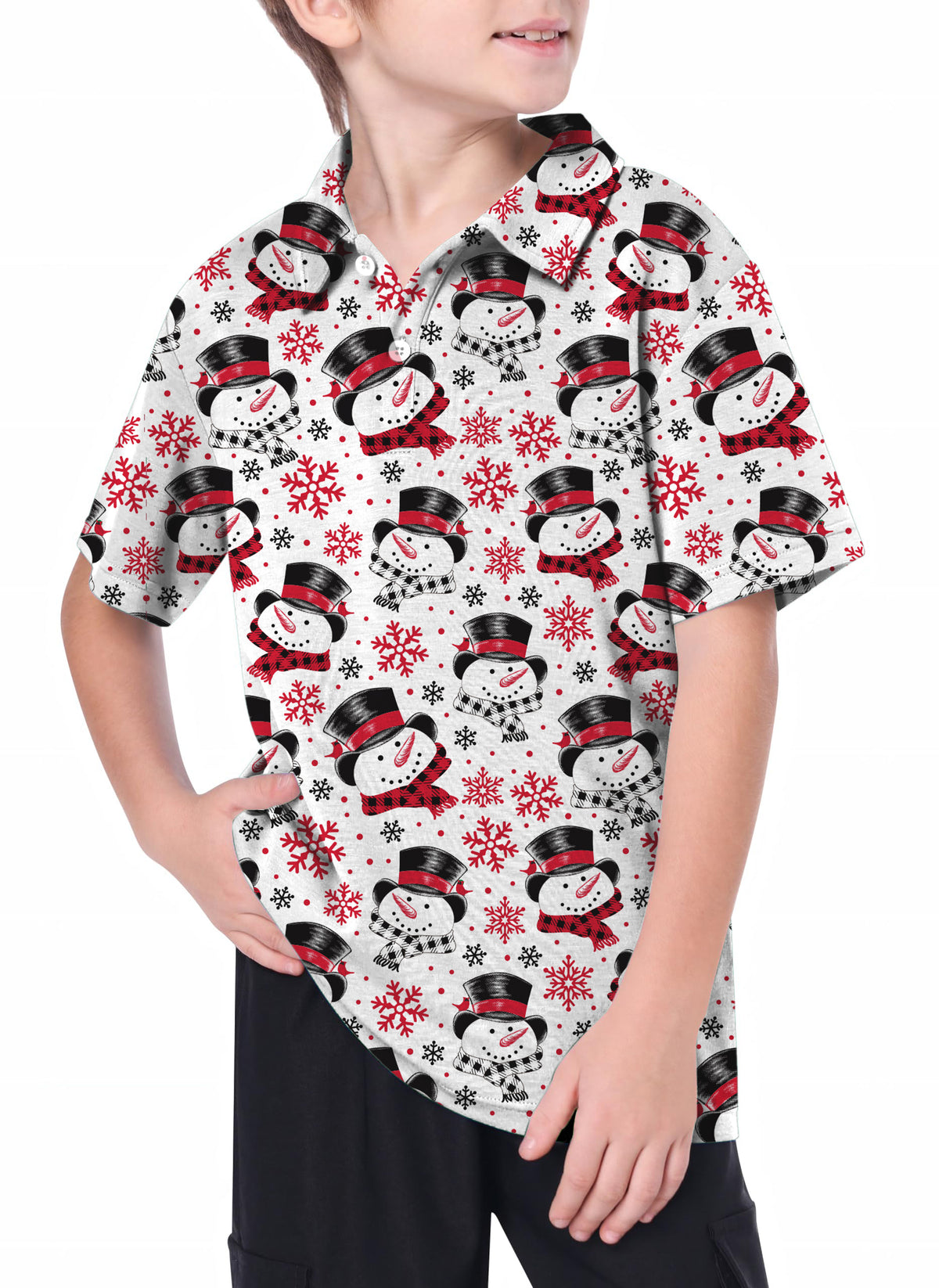 Youth Christmas Snowman Golf Polo