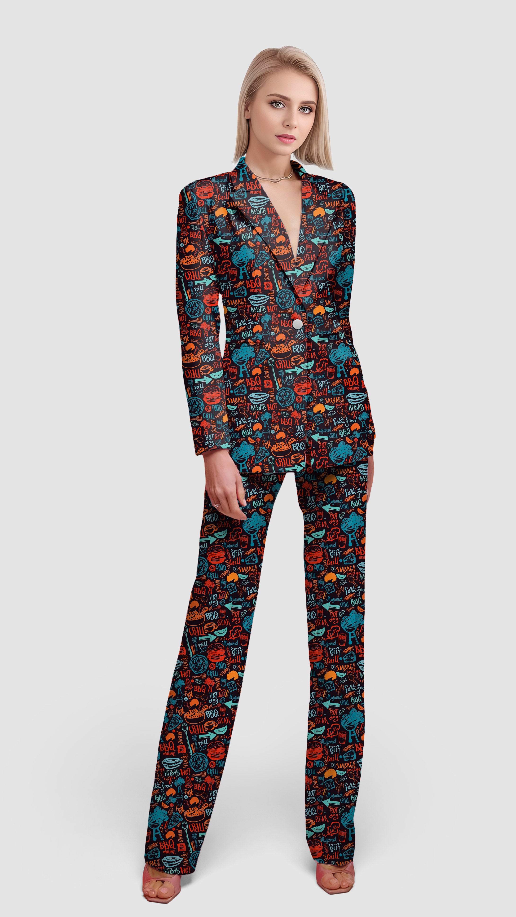 Sunday BBQ-Women's Blazer Casual Work Office Blazer Suit set