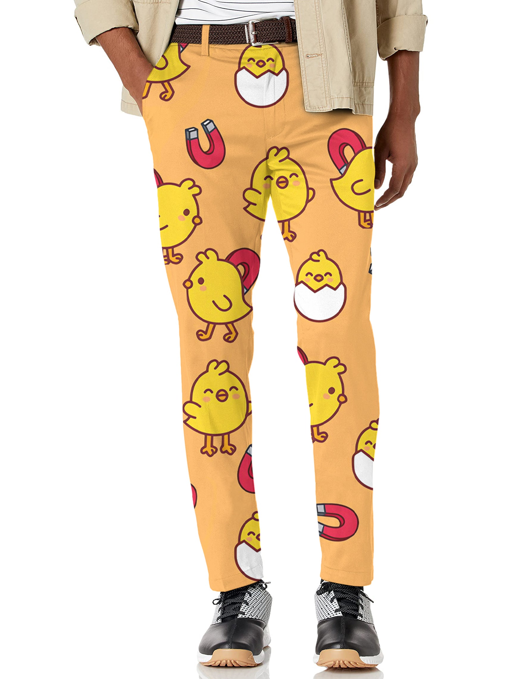 Men's Yellow chick Stretch Golf pants trousers
