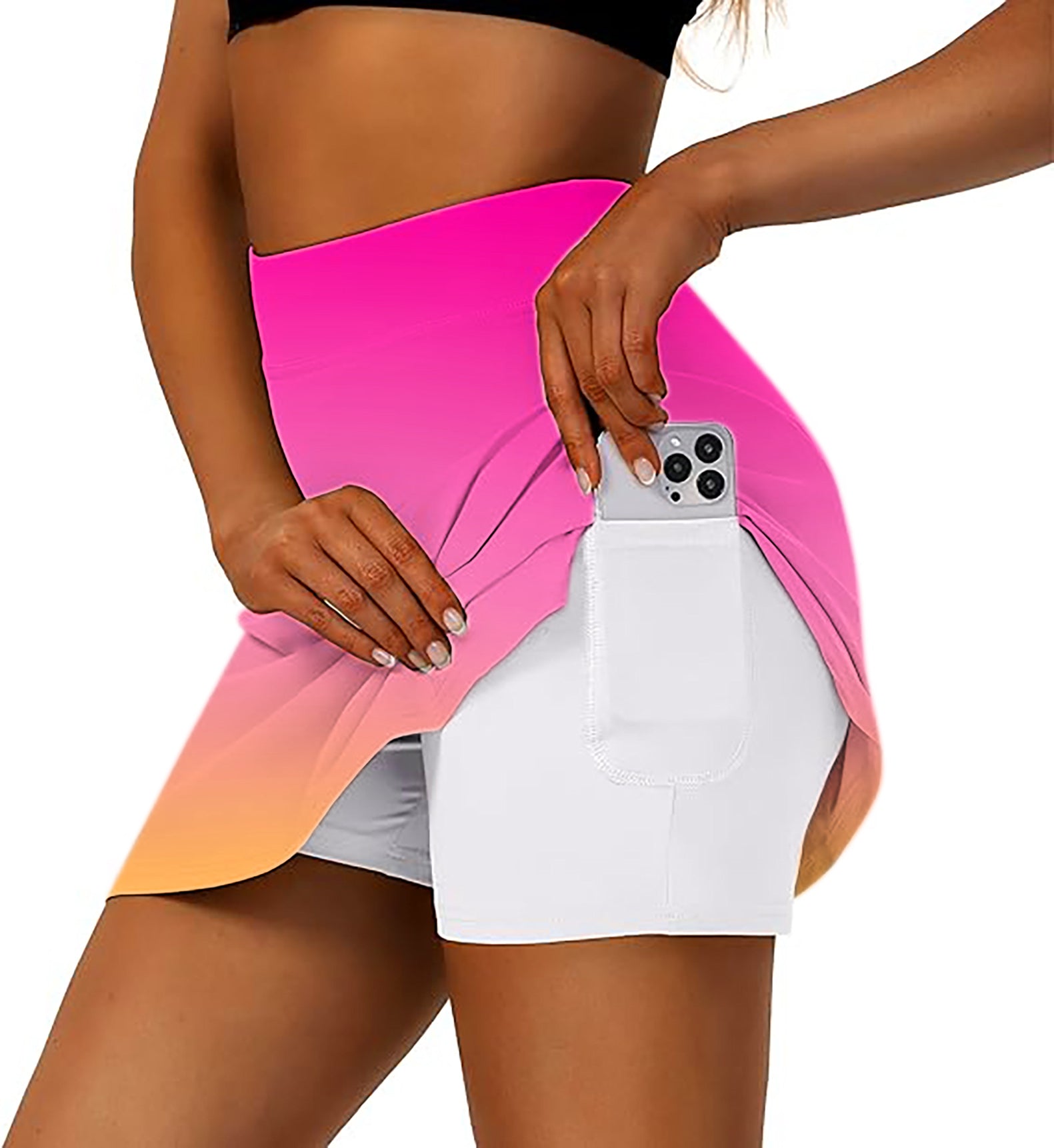 Women's Neon Gradients Golf Skirts Inner Shorts Pocket