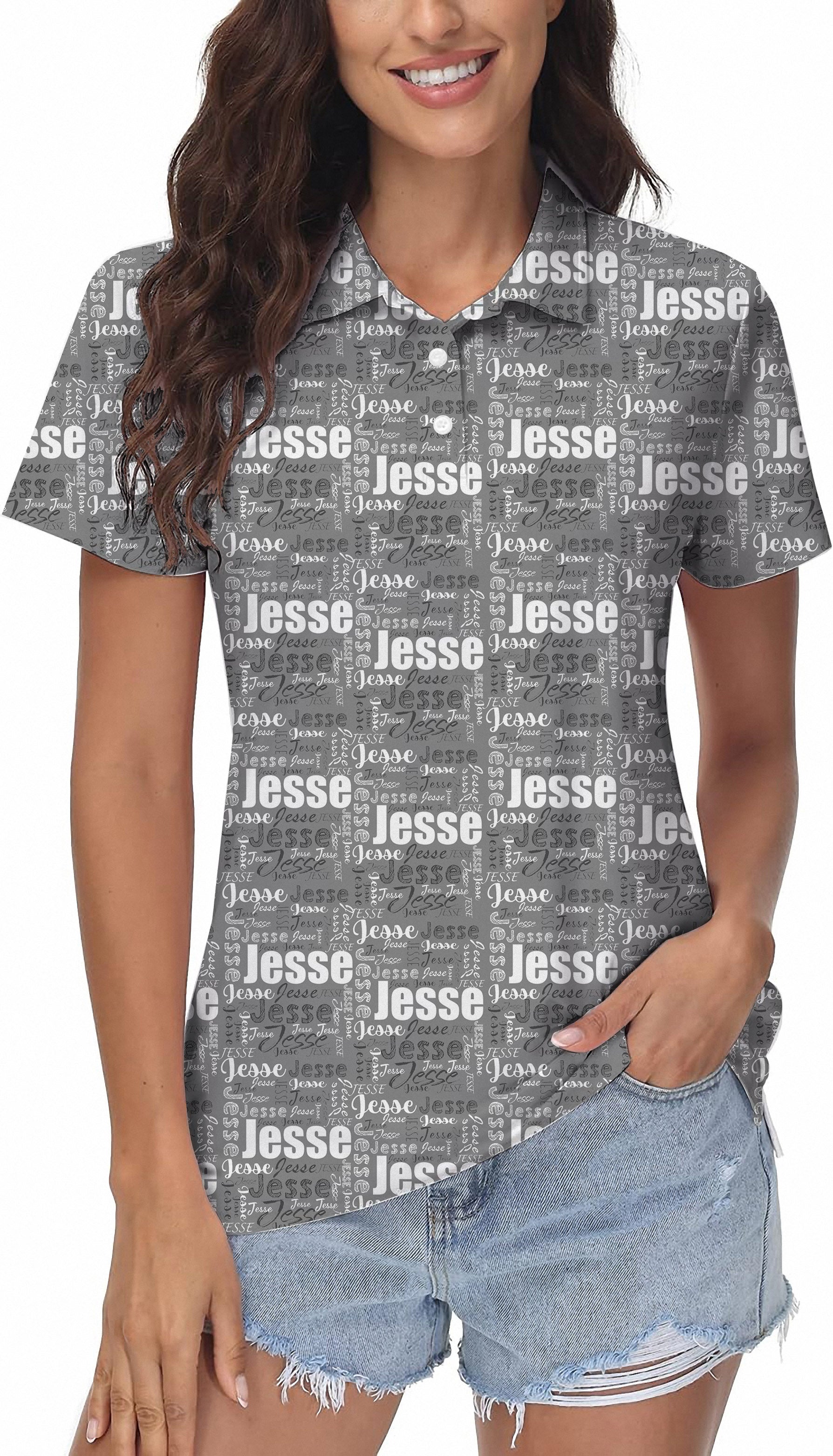 Custom name grey Women's Golf Polo