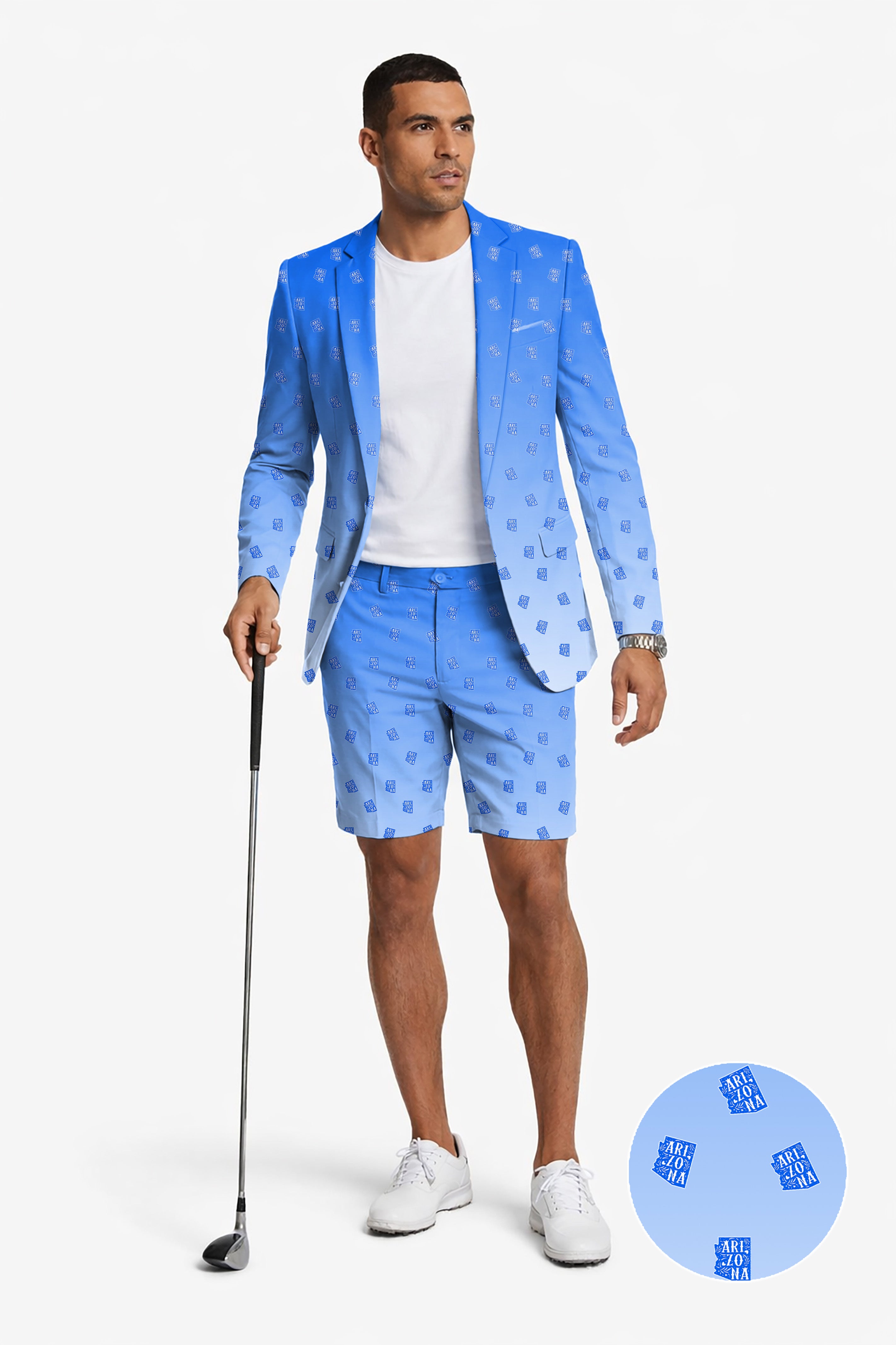 Blue Arizona Men's Party Costumes-Theme Party 2pcs Suit set-Blazer Shorts