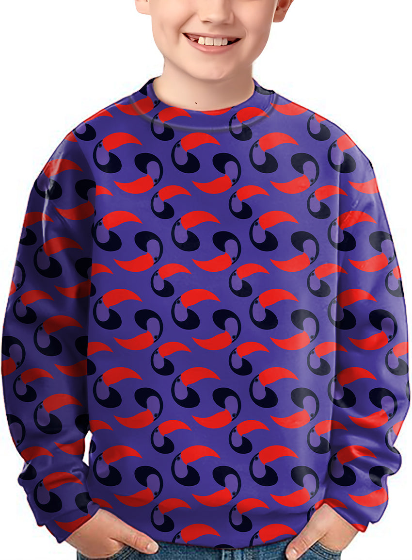 purple toucan Crewneck Pullover Kids Ugly Sweater