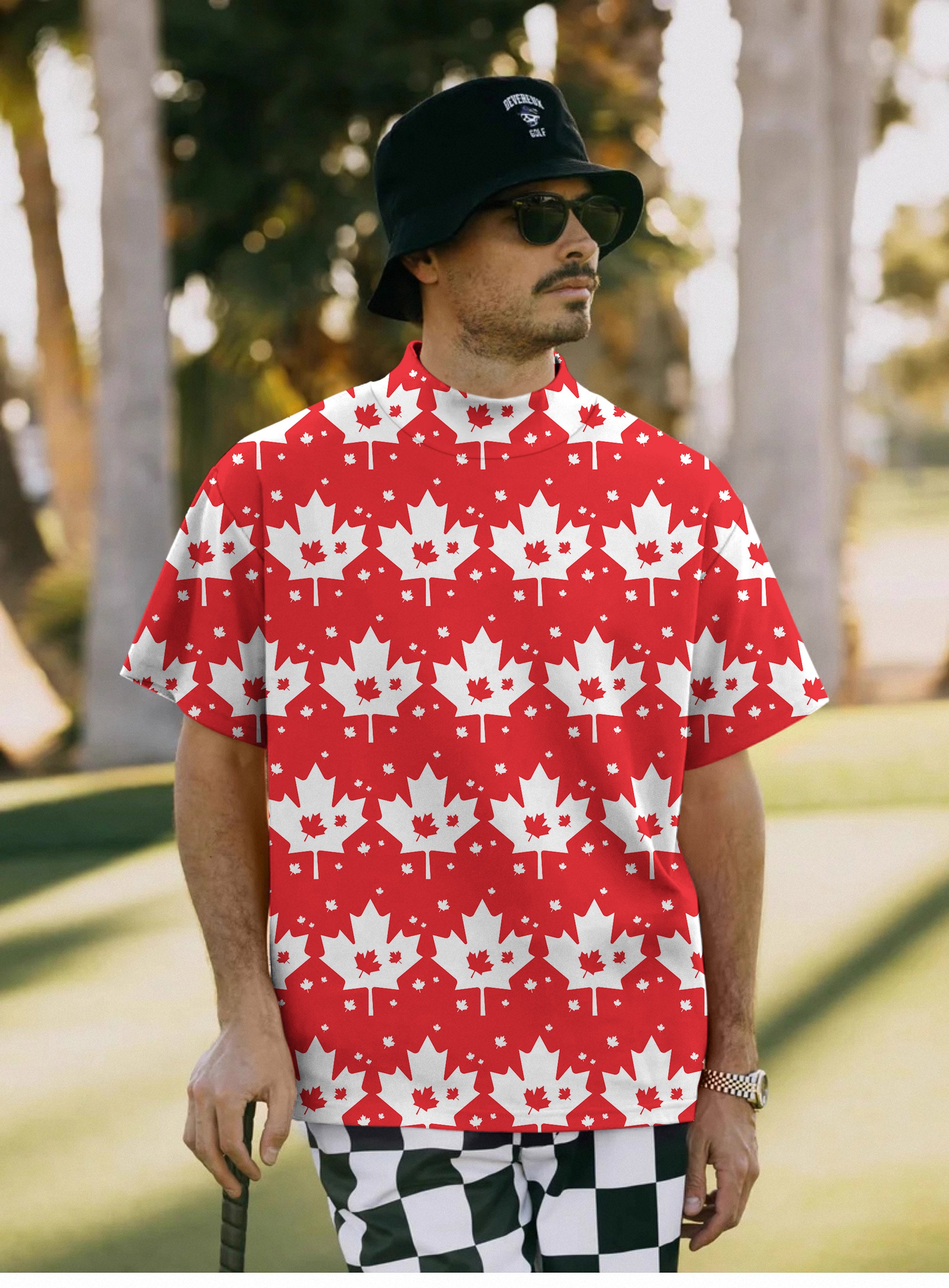 Men's Canadian Maple Leaf Pullover High neck Long/Short sleeve T-Shirt