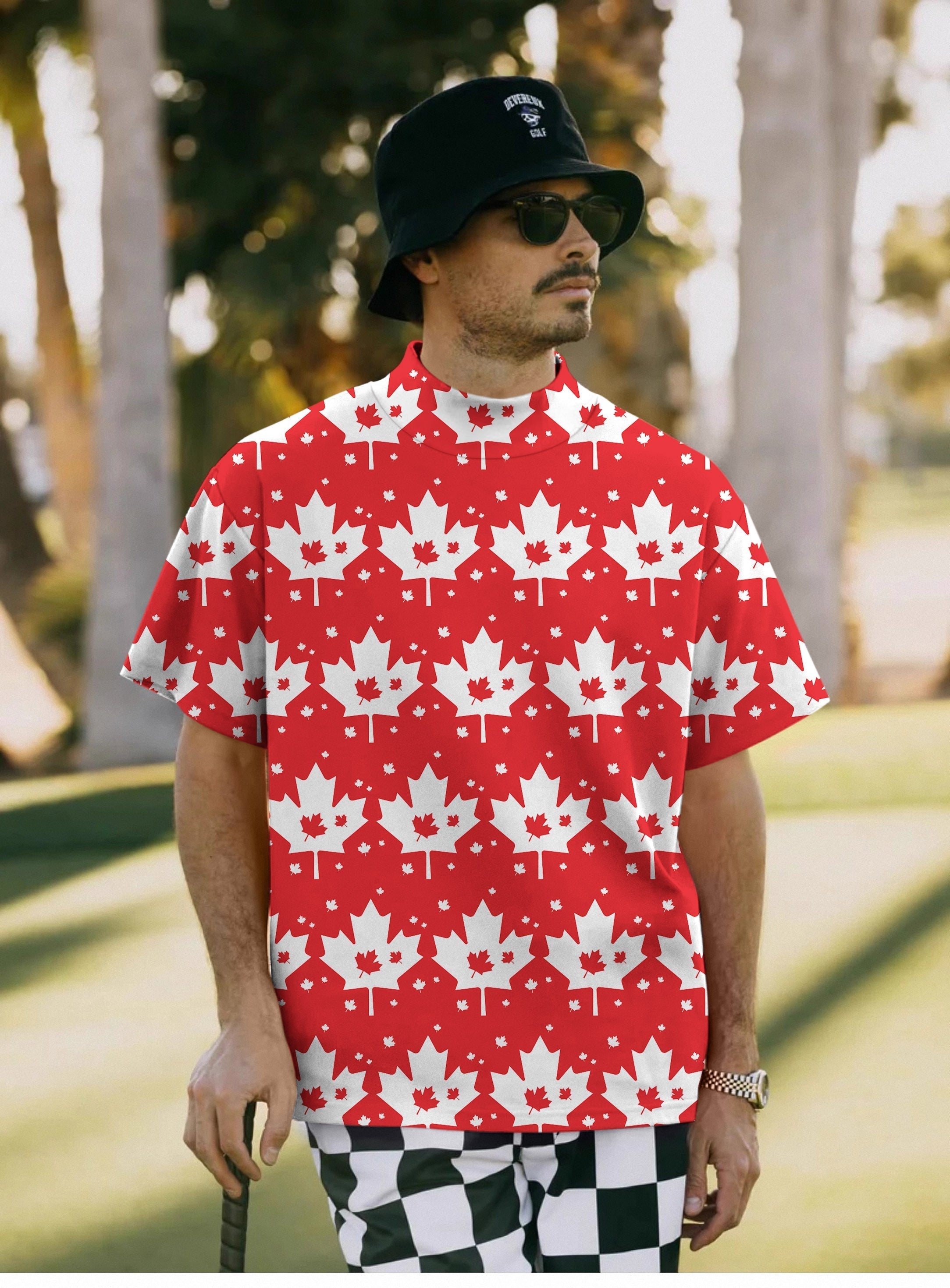 Men's Canadian Maple Leaf high neck pullover with long and short sleeve options