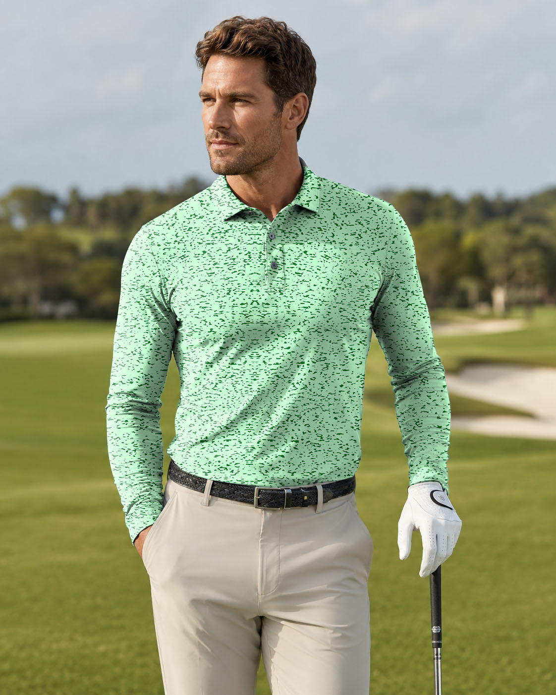 Men's Graffiti Greens golf Long-sleeved Polo