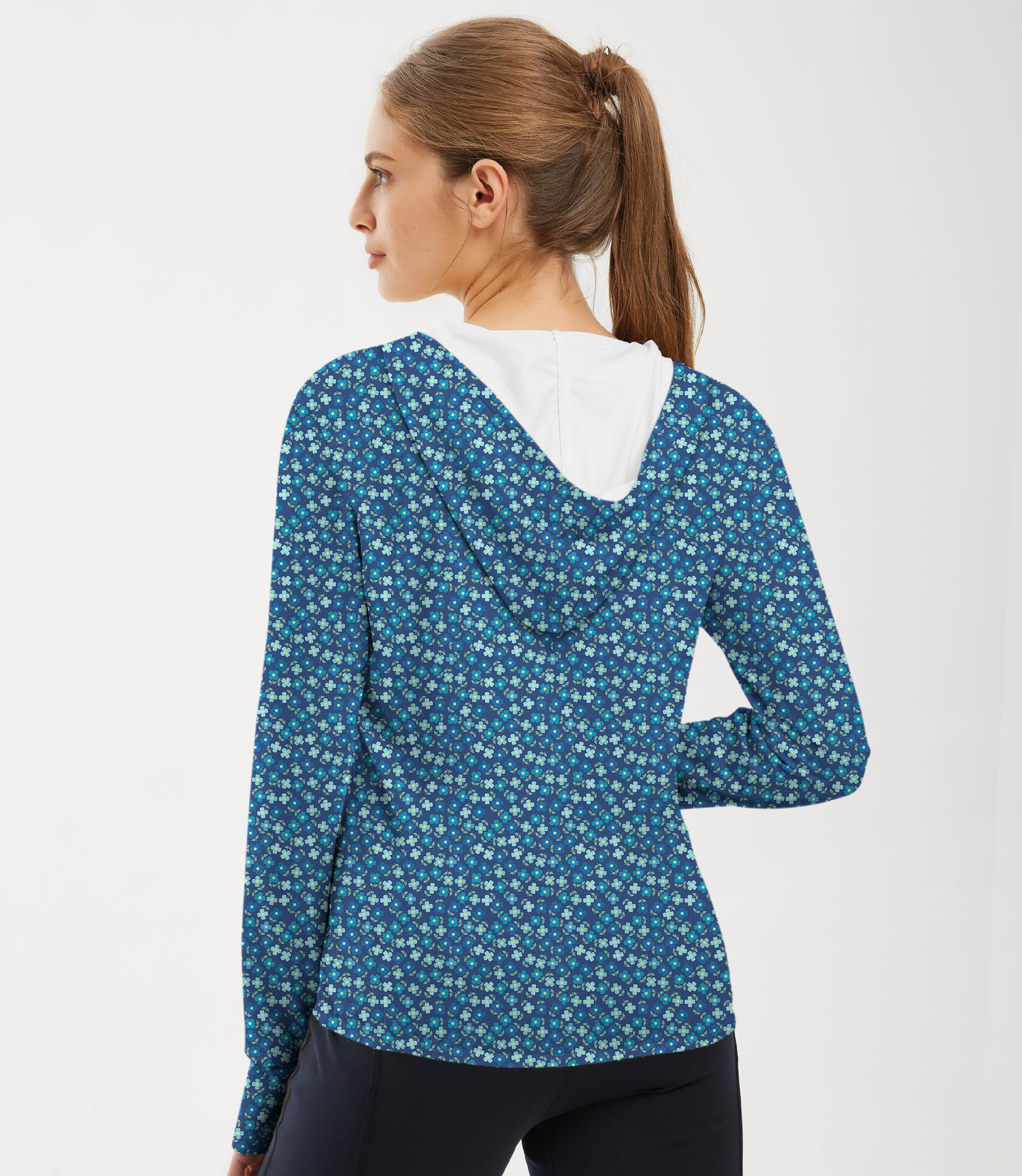 Women's Outdoor Navy blue Clover Golf Sun Protection Slim Fit zip hoodies