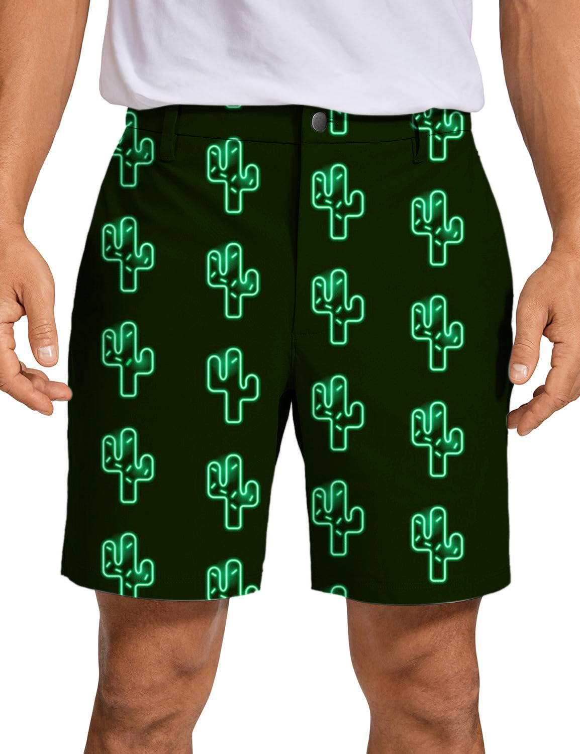Men Crazy Cactus Golf Shorts