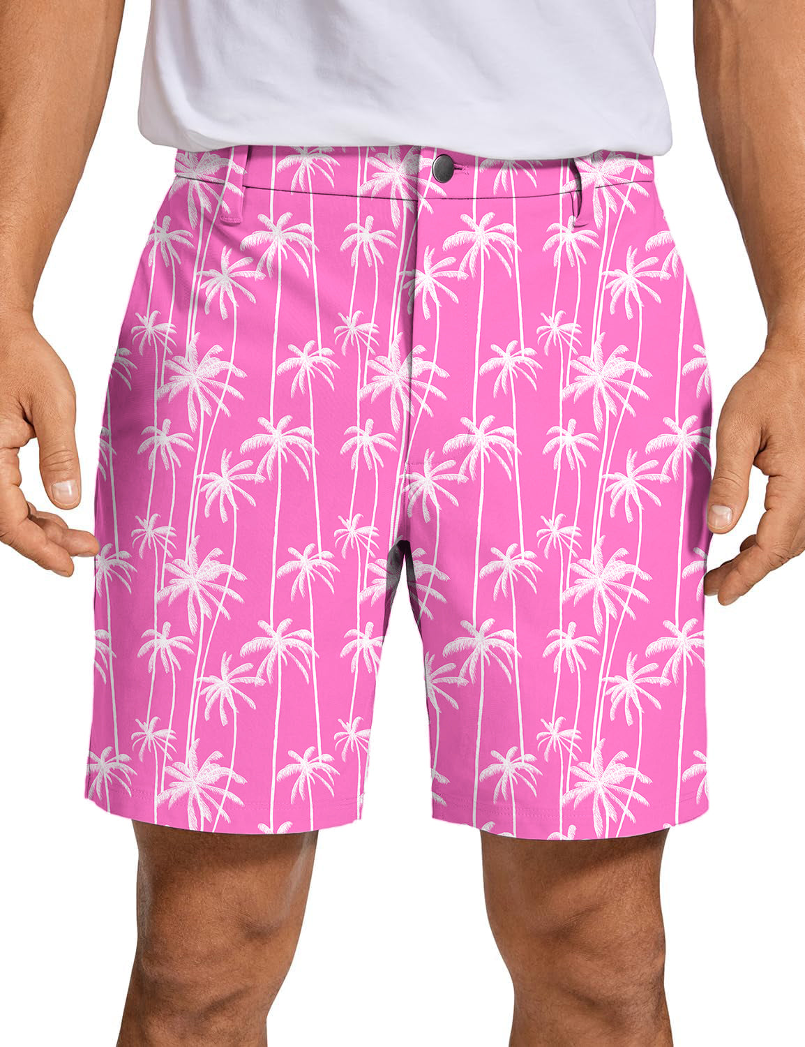 Men's Pink Coconut Tree Golf Shorts