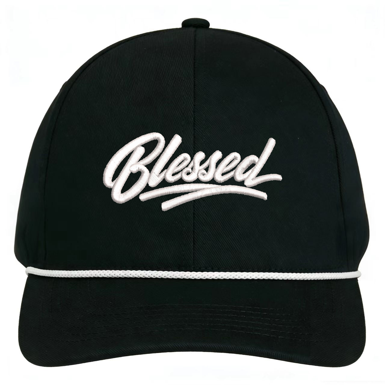 3D Embroidered Blessed Script Black Name Hats