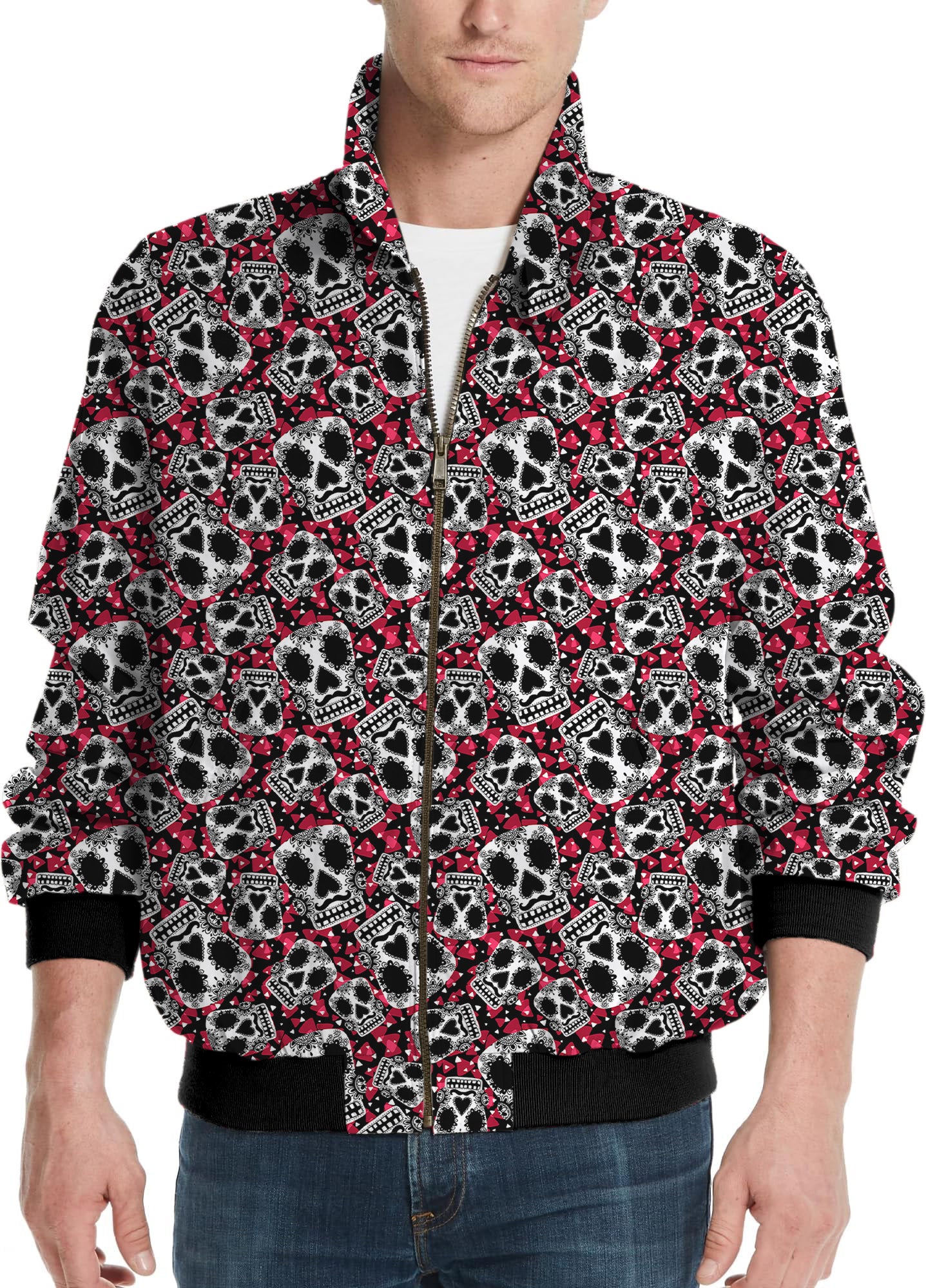 Sugar Skull Pattern Men's Golf Windbreaker Light Jacket