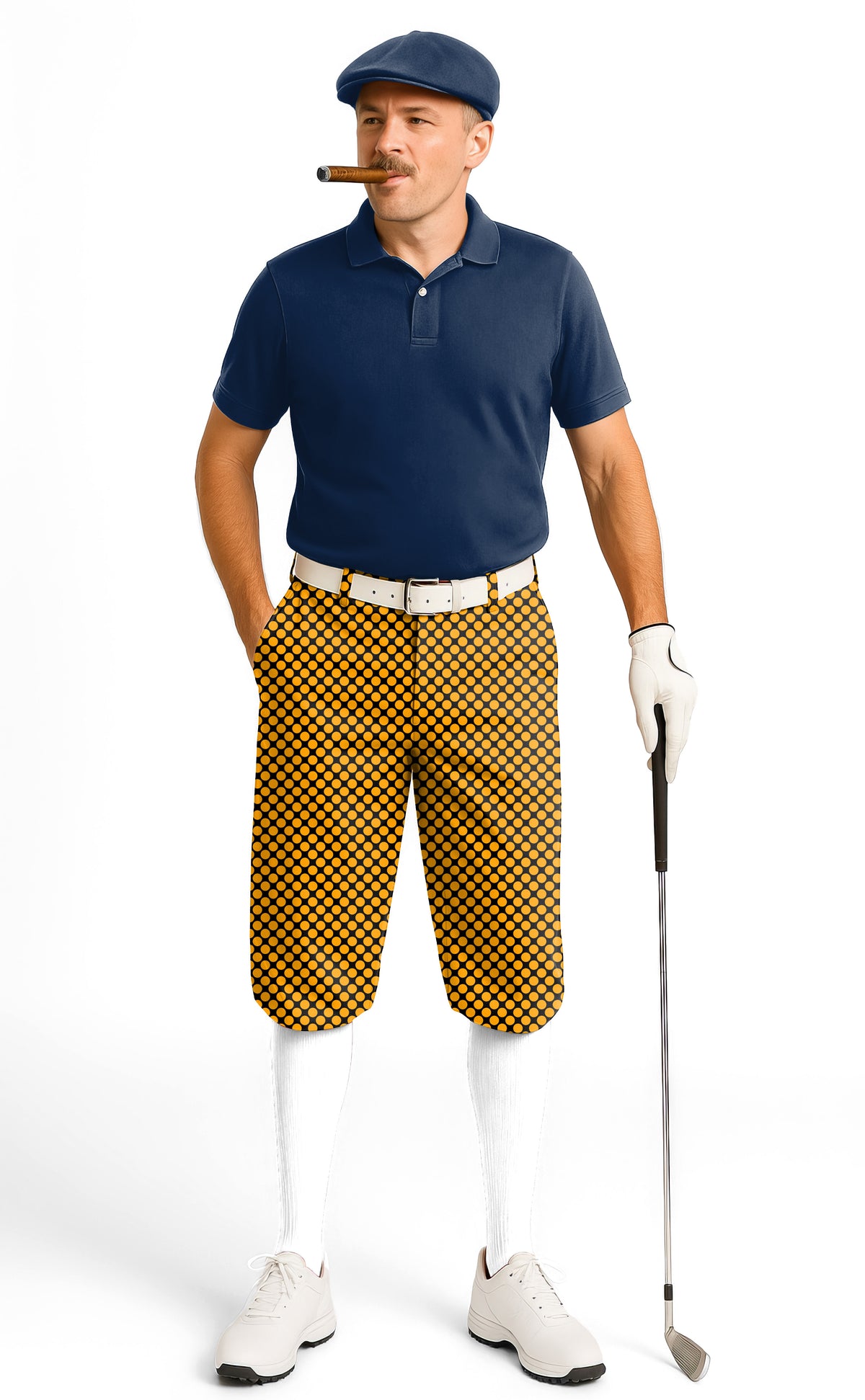 Halloween black and yellow polka dots Men's Golf Knickers Pants