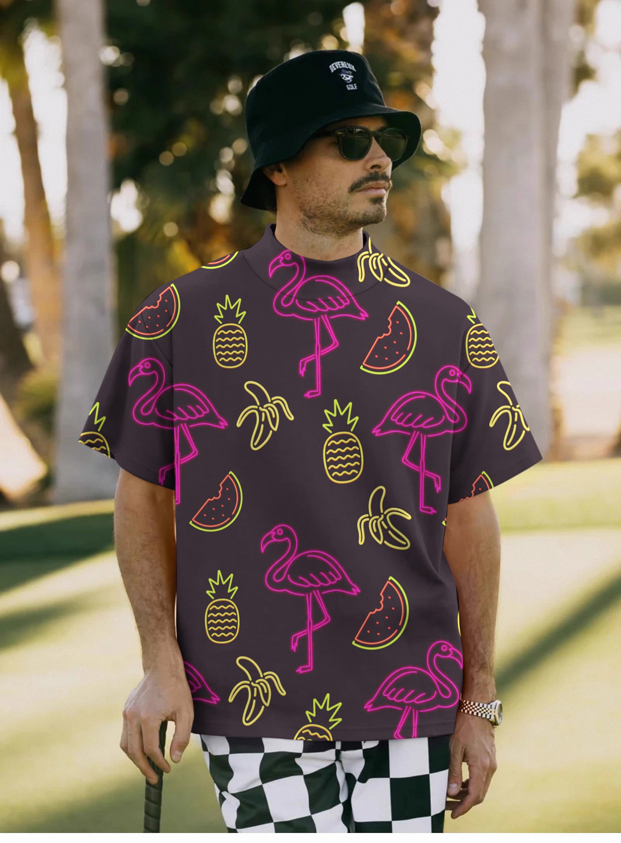 Men's Neon Light Nonsense Pullover High neck Long/Short sleeve T-Shirt