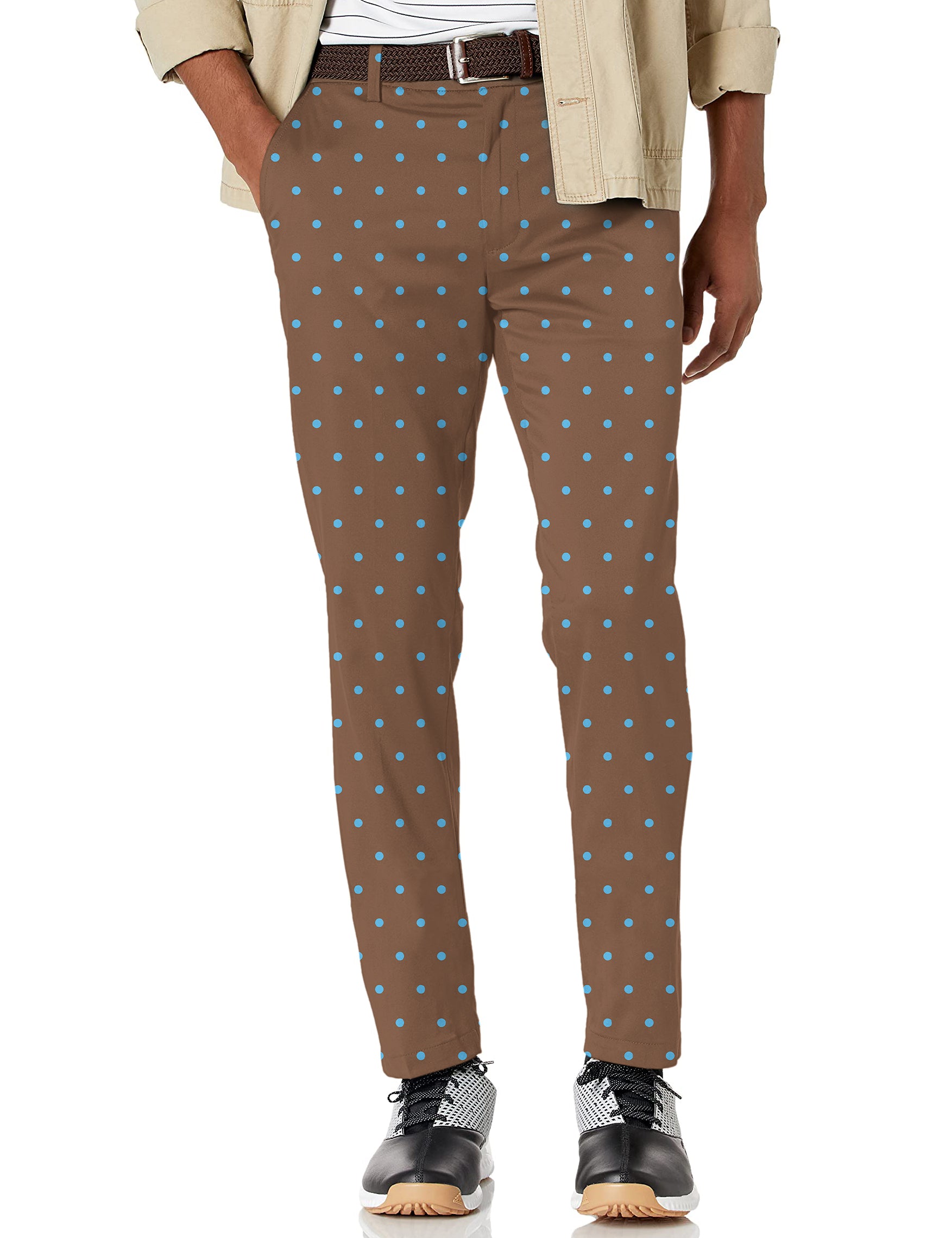 Men's Brown Polka Dots Stretch Golf Pants