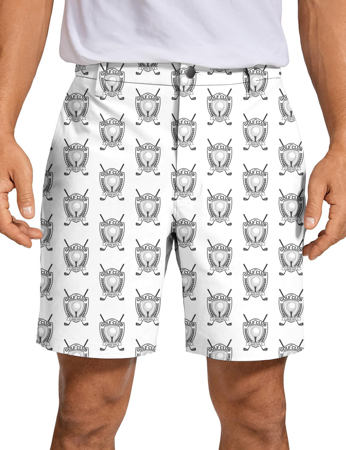 Men's golf shorts with unique personalized pattern, quick dry, breathable, and lightweight performance fabric