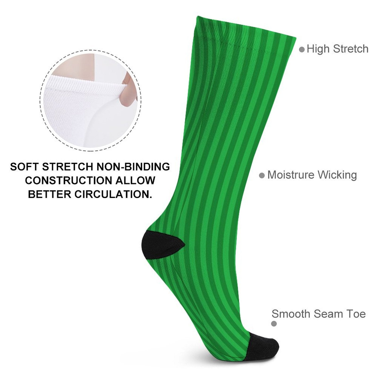 green Vertical stripes Prined socks Gifts for Men Women
