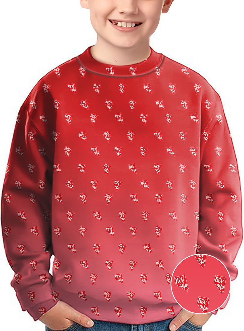 Red Nevada Crewneck Pullover Kids Ugly Sweater