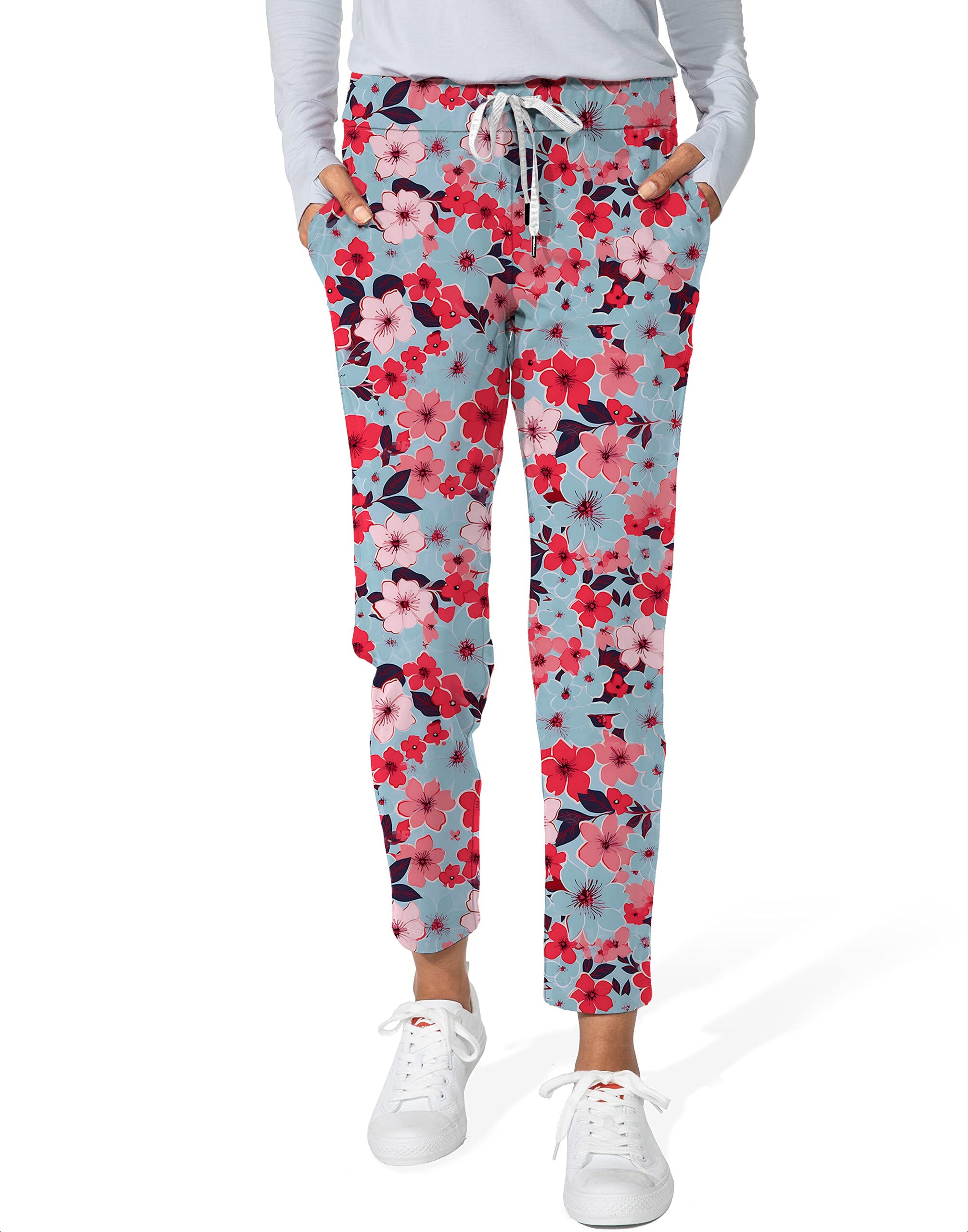 Tropical flowers-Women's 7/8 Stretch Ankle Golf Pants