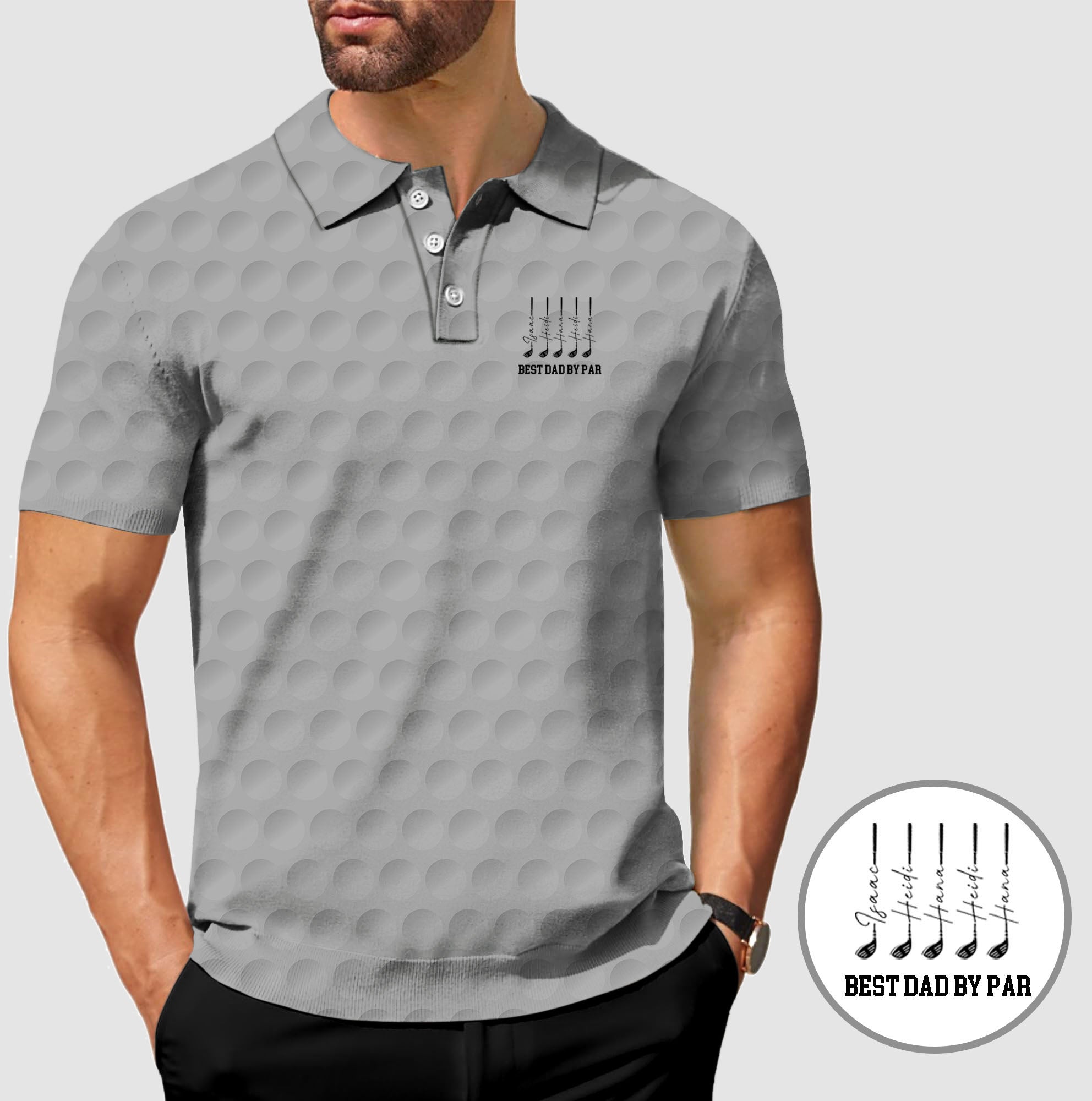 Men's White Golf Ball And Golf Club Print Designer style Polo