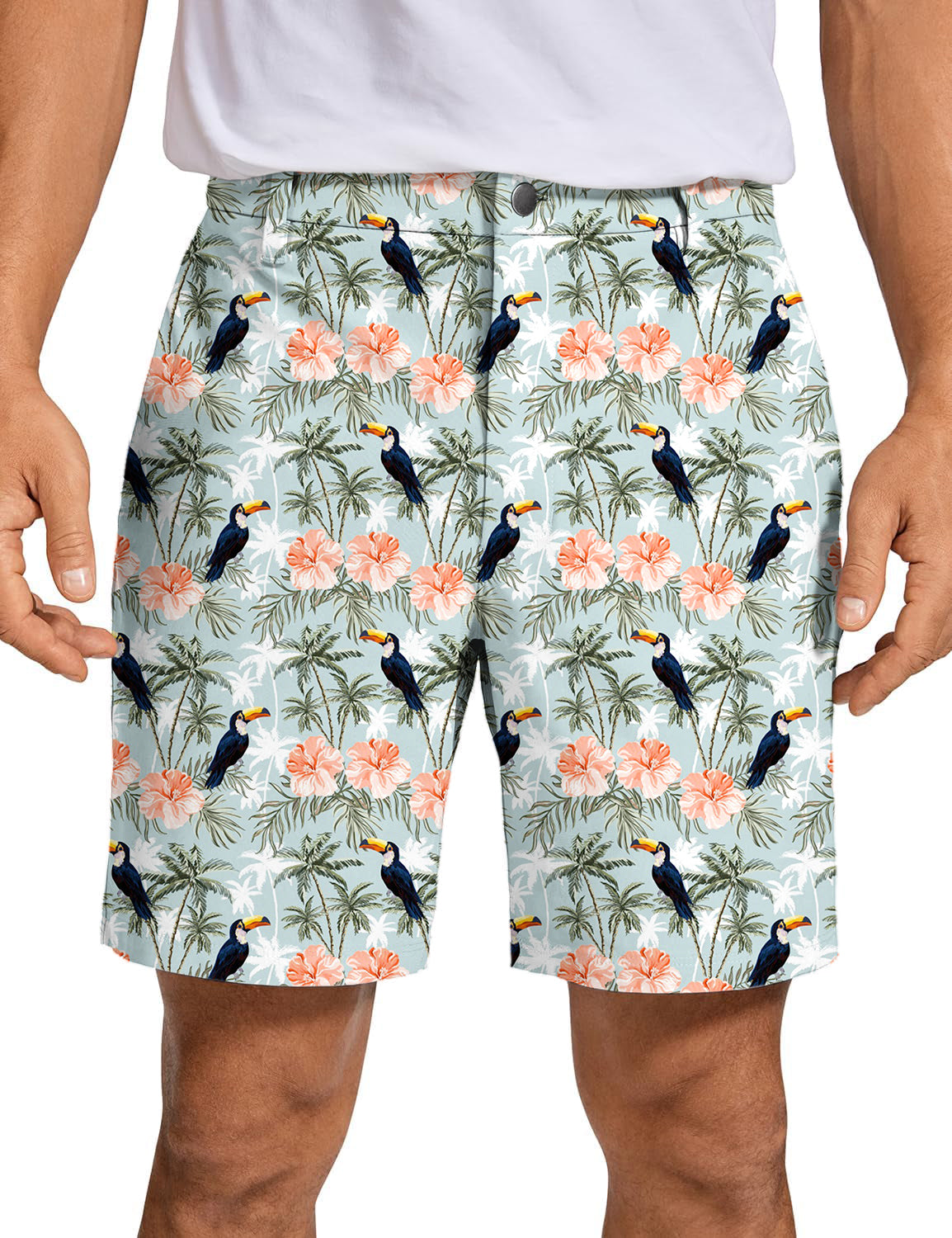 Men's Toucan tropical flower Golf Shorts