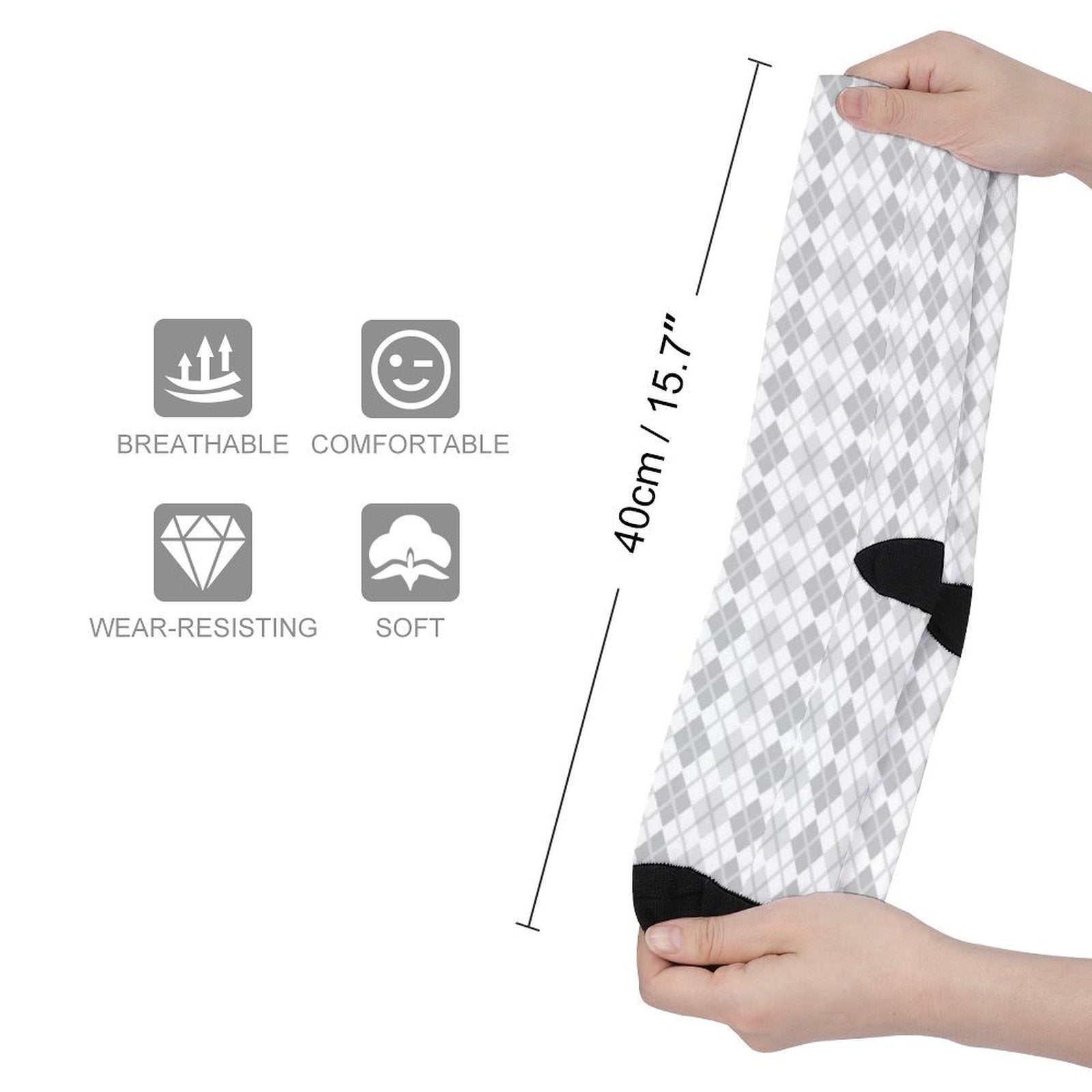 Argyle grey grid Prined socks Gifts for Men Women