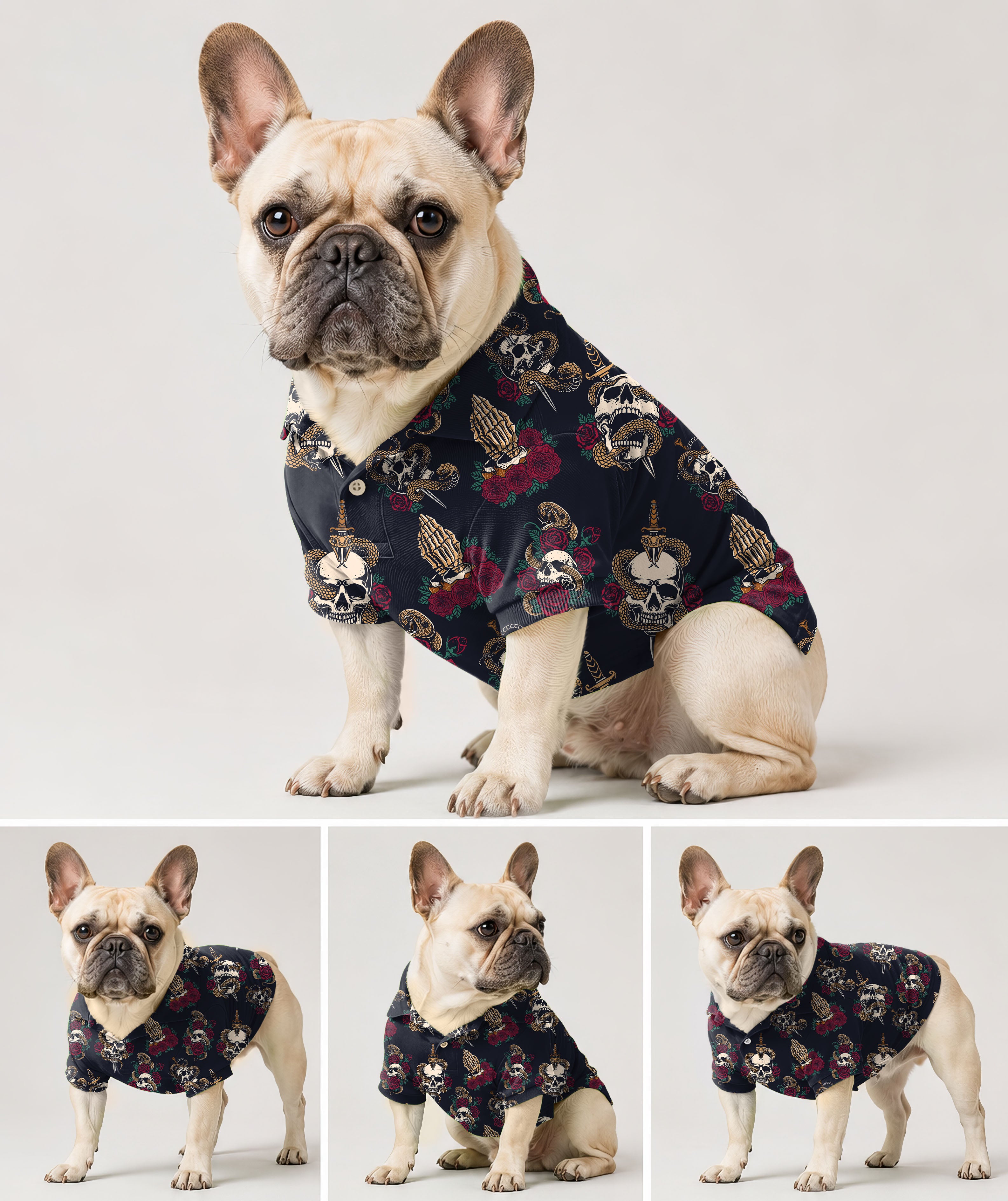 Dog's Halloween Snake Skeleton Golf Polo