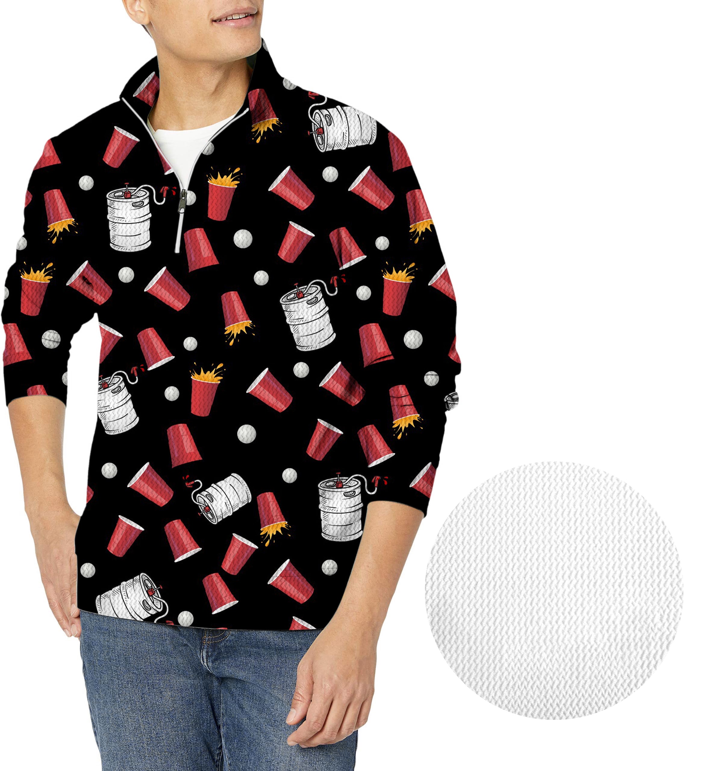Kegs & Cups-Men's Golf Waffle Zipper Pullover