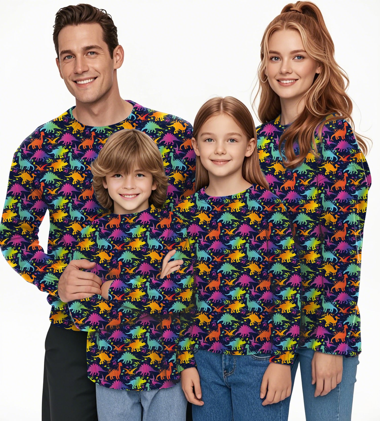 Dinosaur Party Crewneck Pullover Ugly Sweater Men Women boy girl family