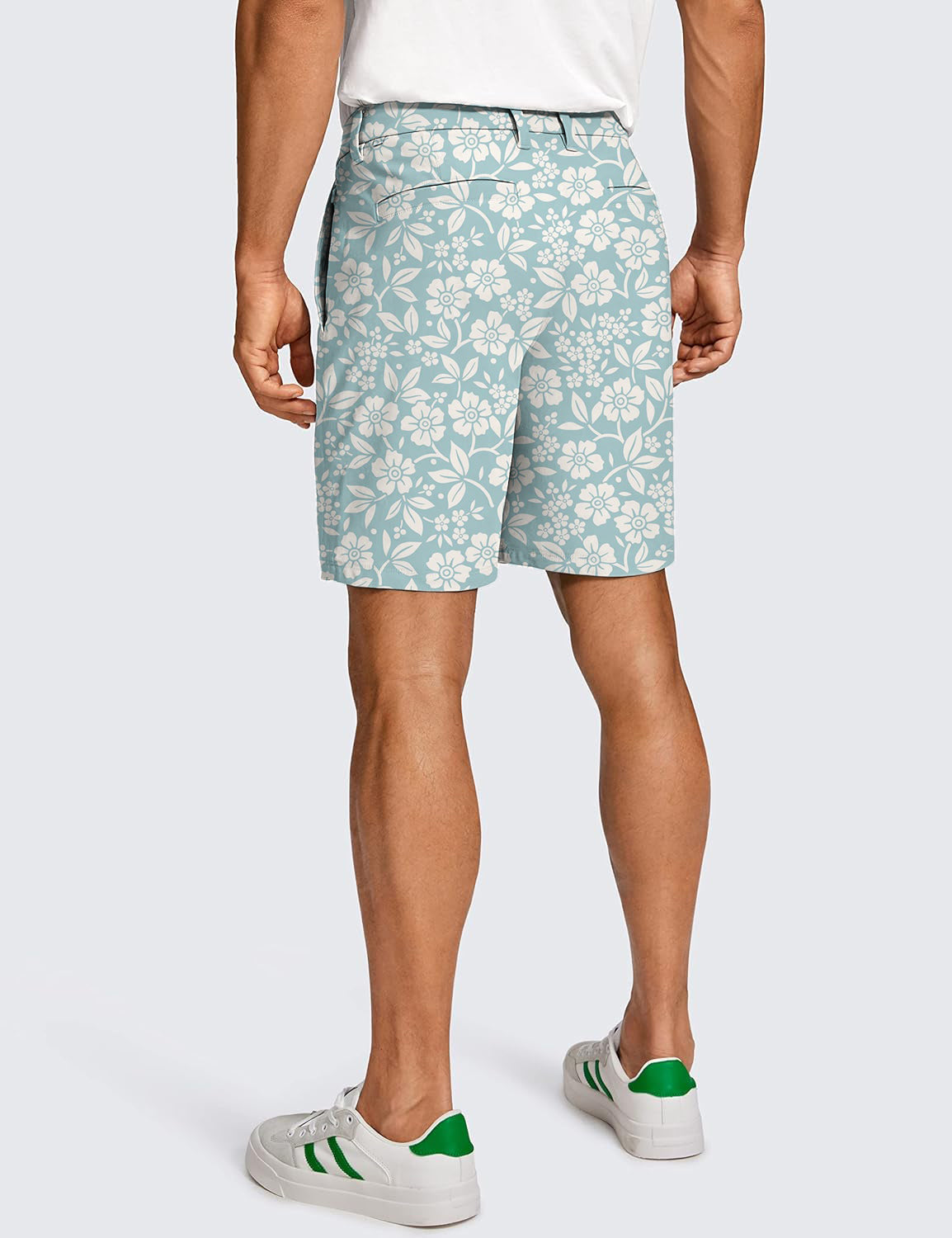 Men Relaxed Blue Floral Golf Shorts