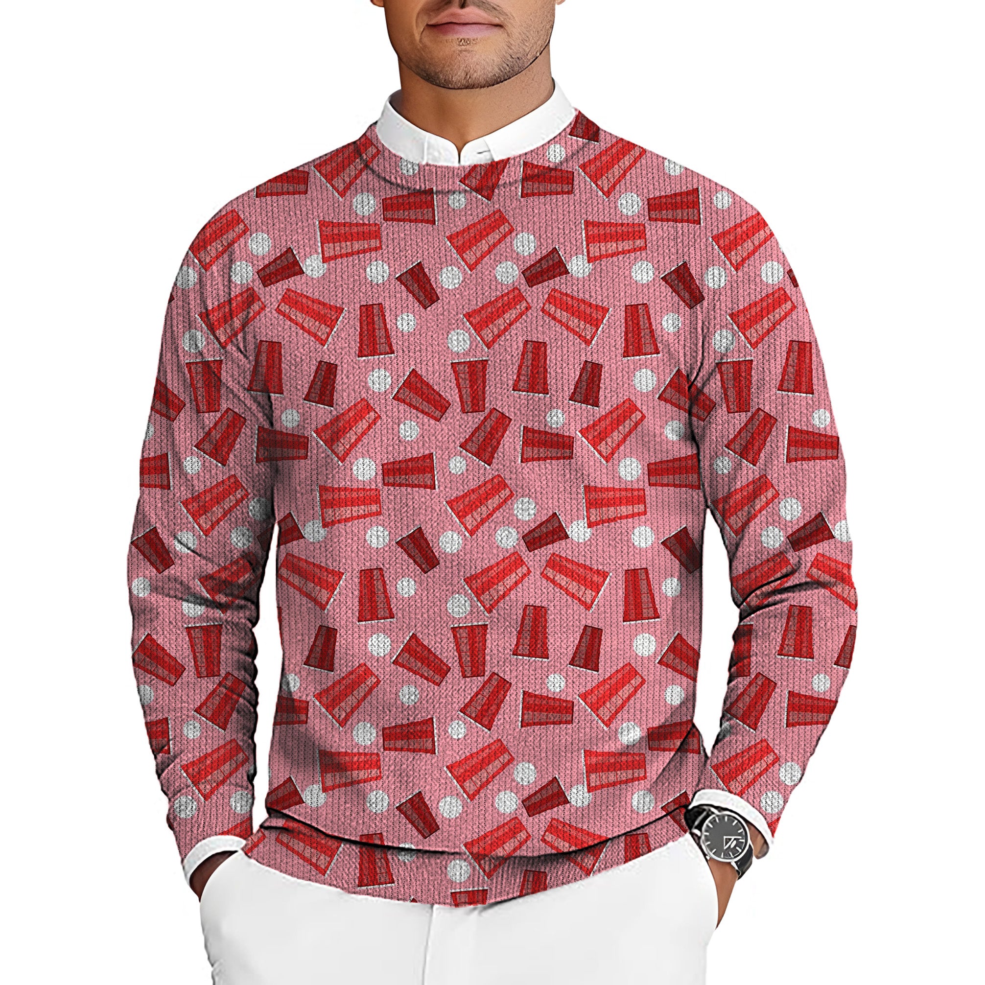 Drinkers Cup Men's Golf Crewneck Pullover Sweaters Ugly Sweater
