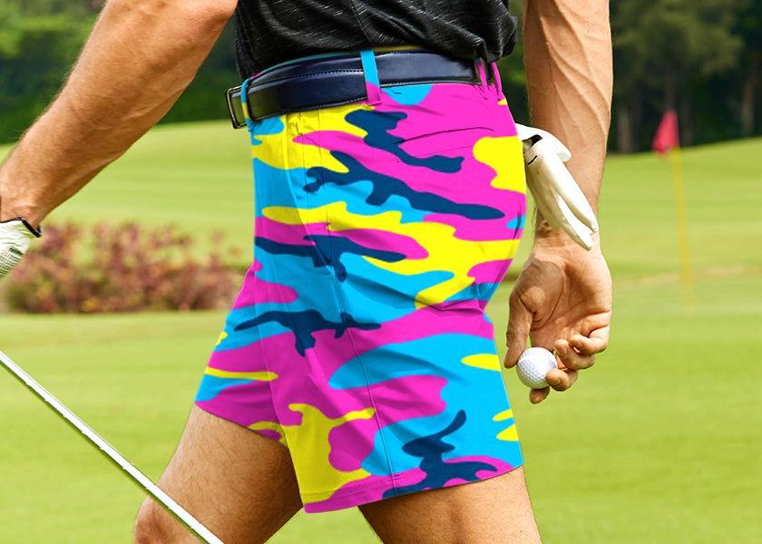 Men Neon Camo Golf Shorts