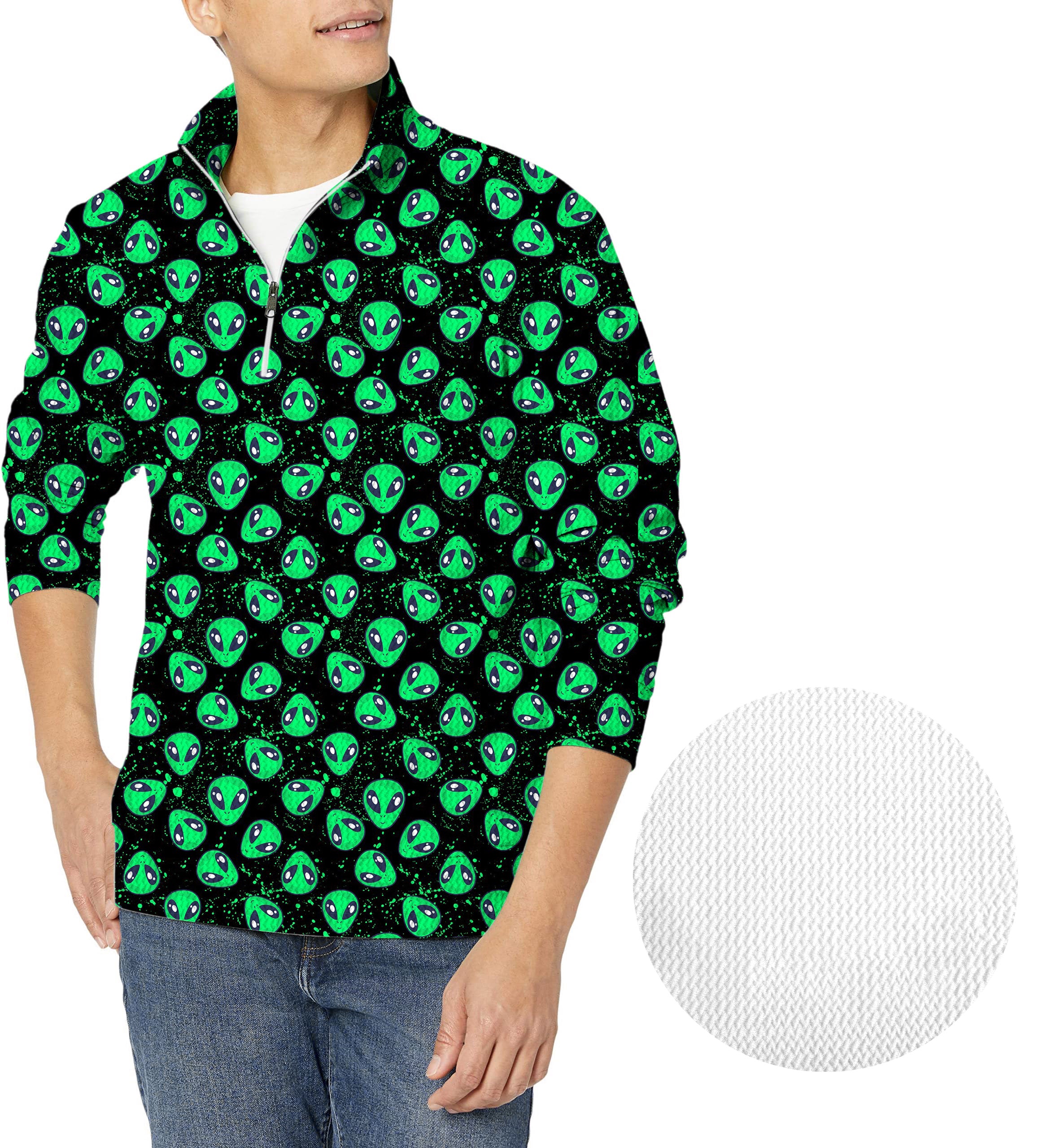 Alien Invasion-Men's Golf Waffle Zipper Pullover
