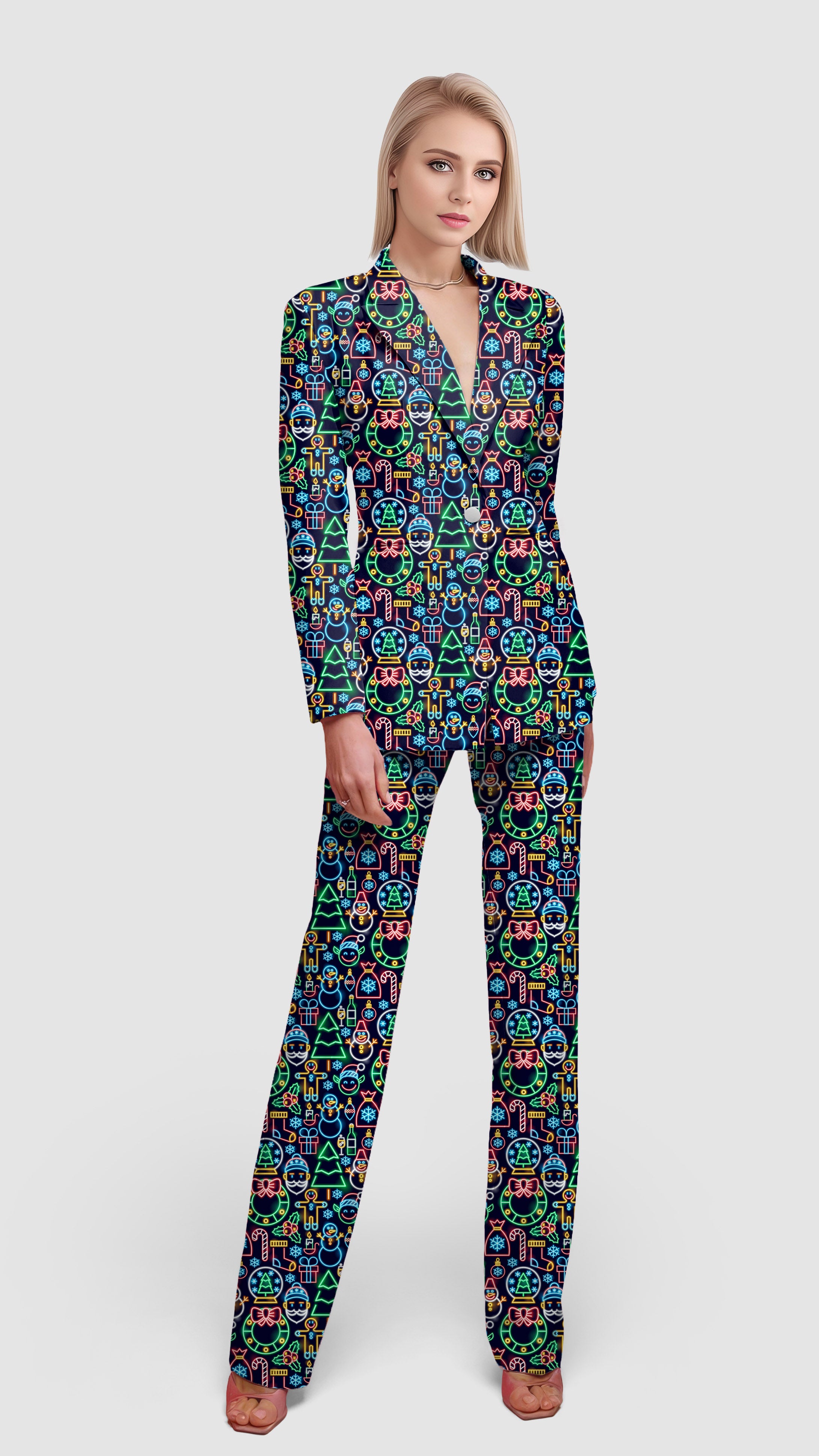 Neon Christmas-Women's Blazer Casual Work Office Blazer Suit set
