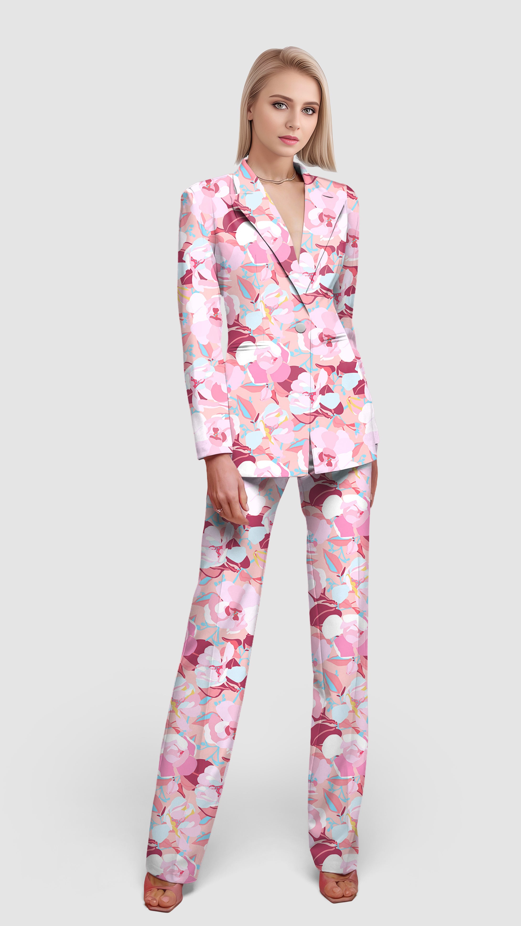 Summer Camo-Women's Blazer Casual Work Office Blazer Suit set