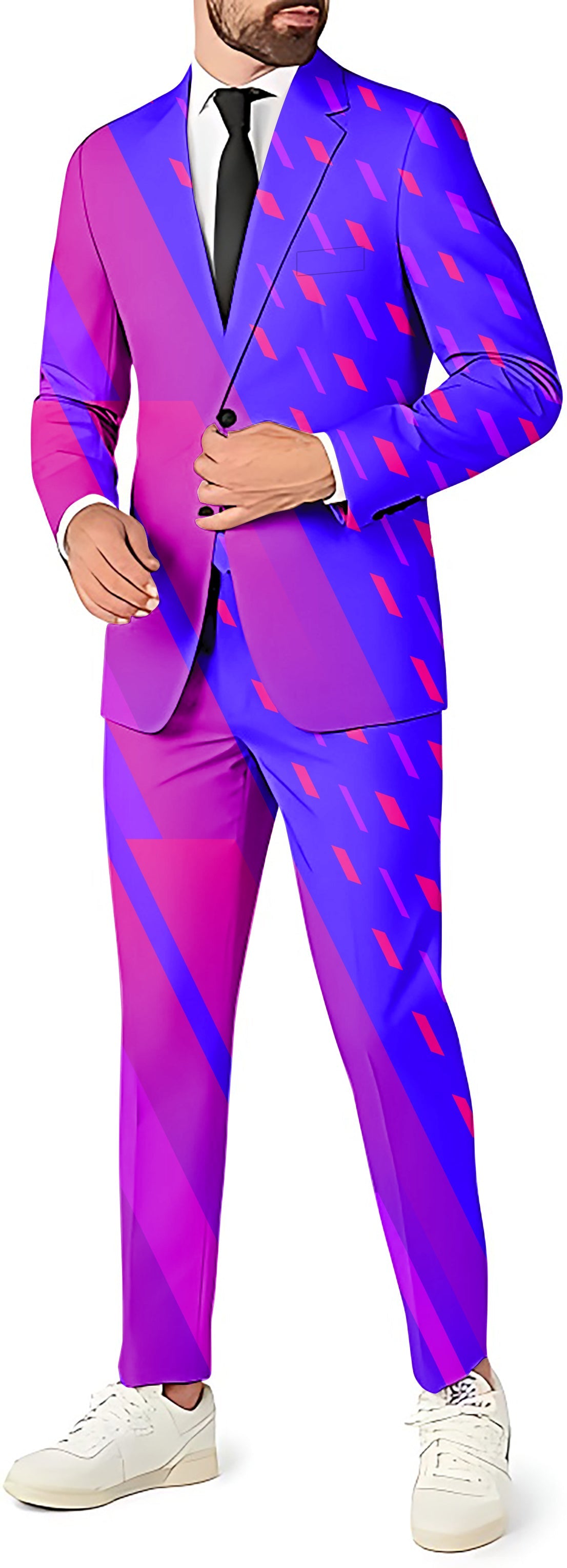 blue purple pink sport team men's slim fit blazer pants and vest suit set for theme parties