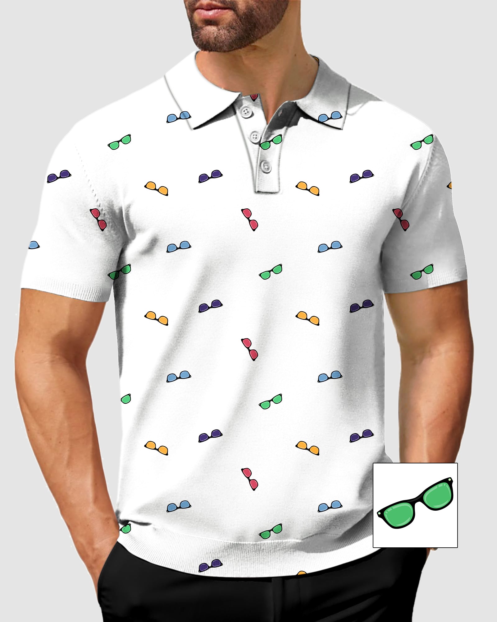 Men's Colorful Sunglass Custom The Background Color Polo