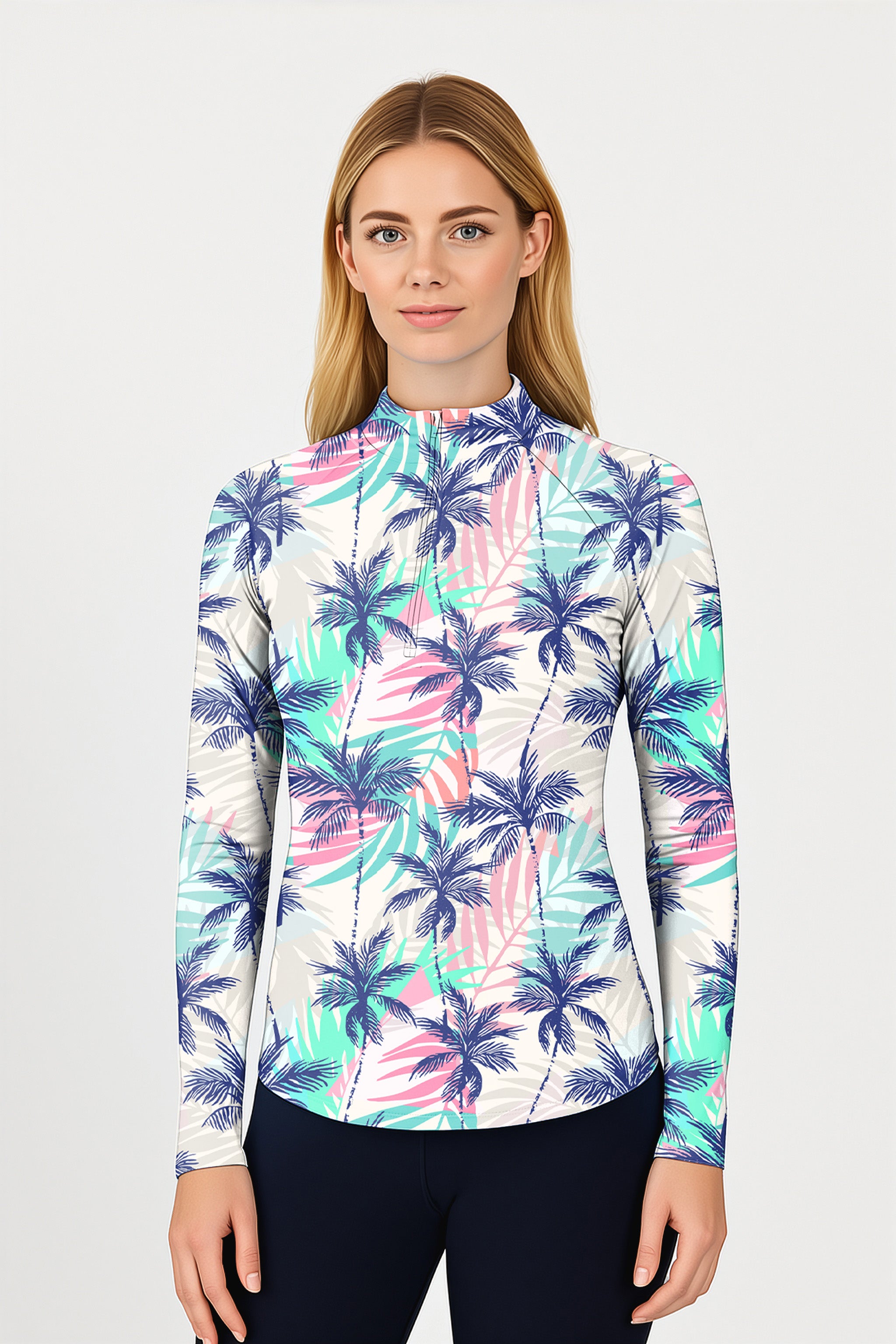 Cali Vibes Women's Golf Active 3/4 Zipper Top Long Sleeves