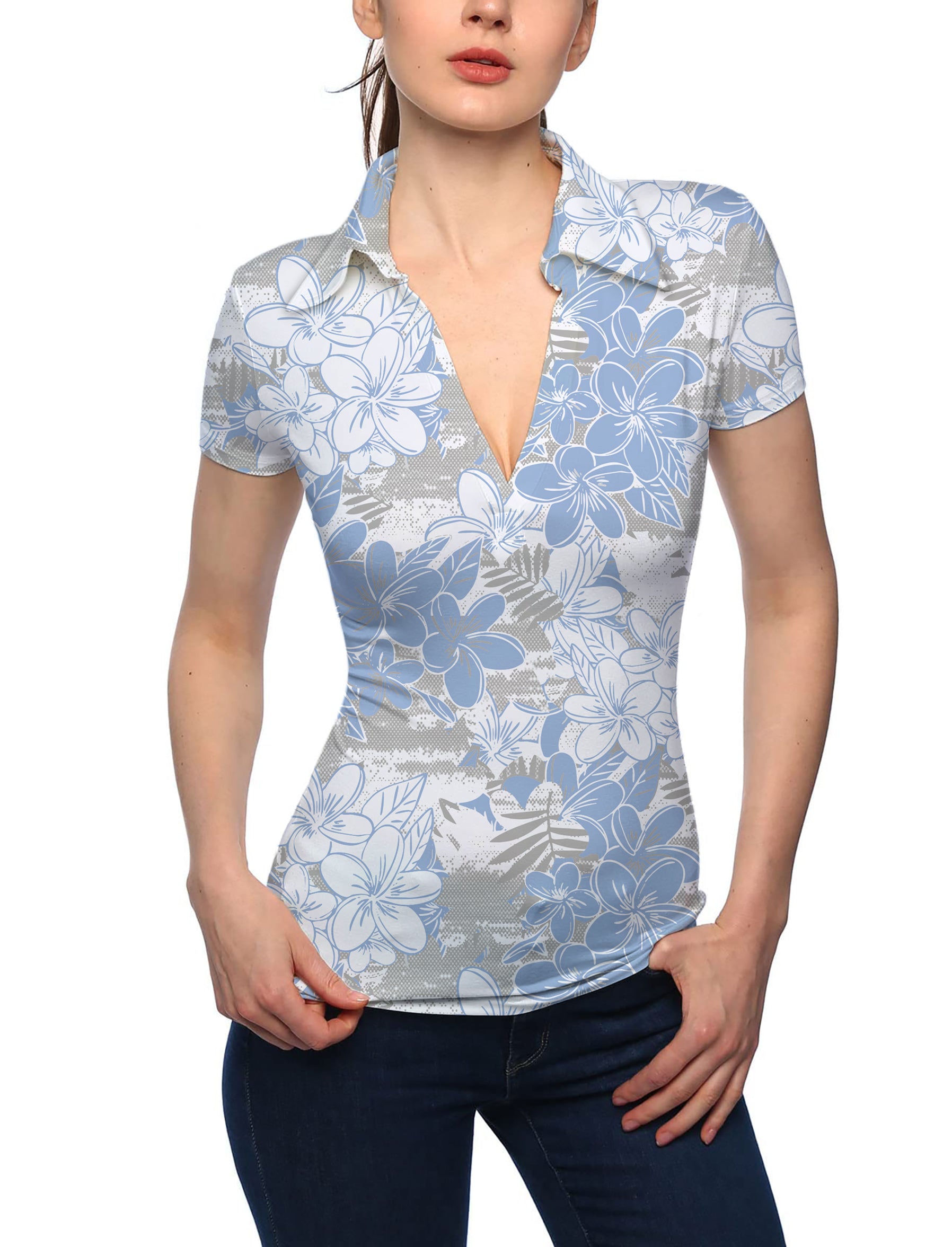 Women's Tropical Mist V Neck Golf Polo
