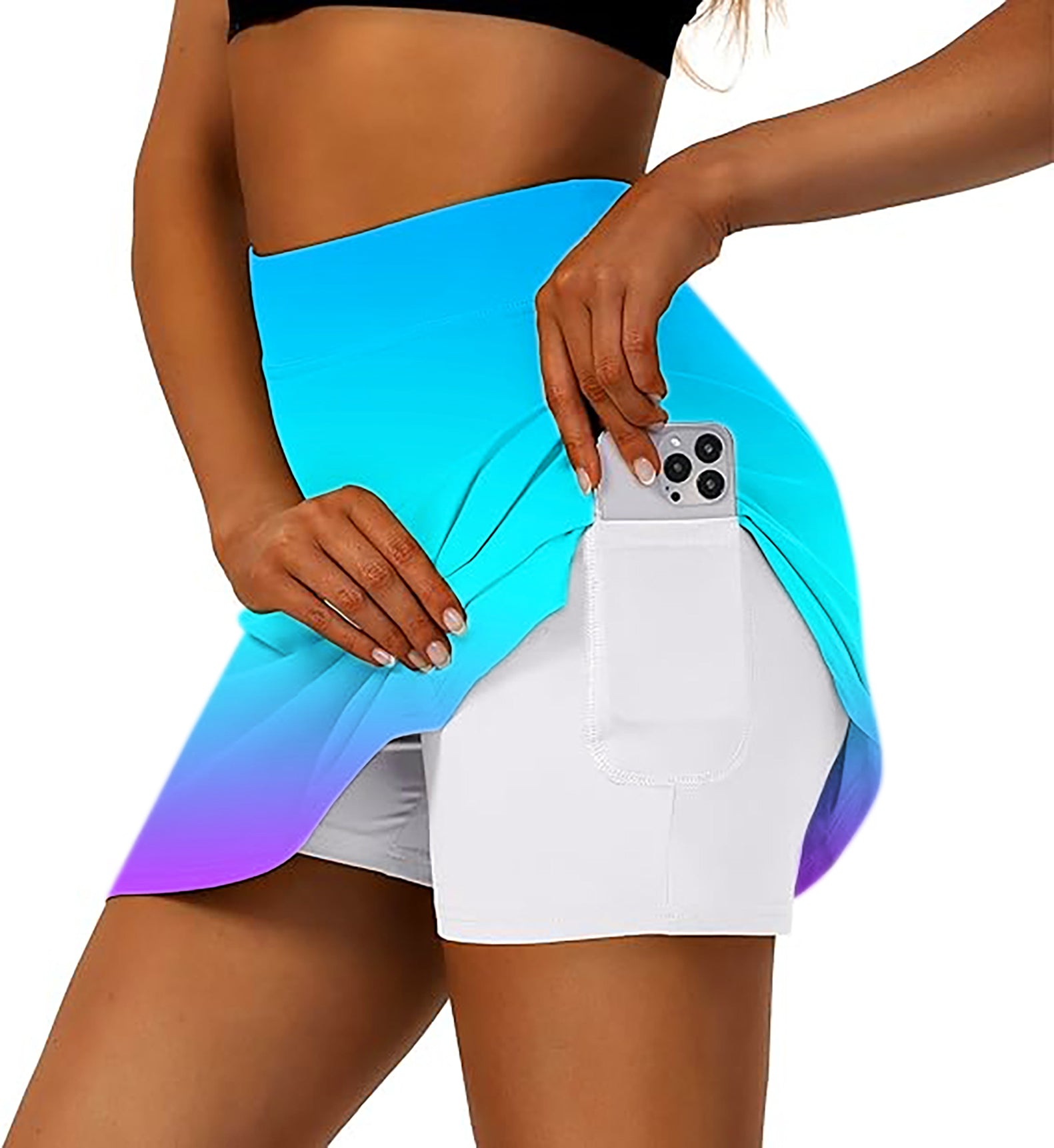 Women's Neon Gradients Golf Skirts Inner Shorts Pocket