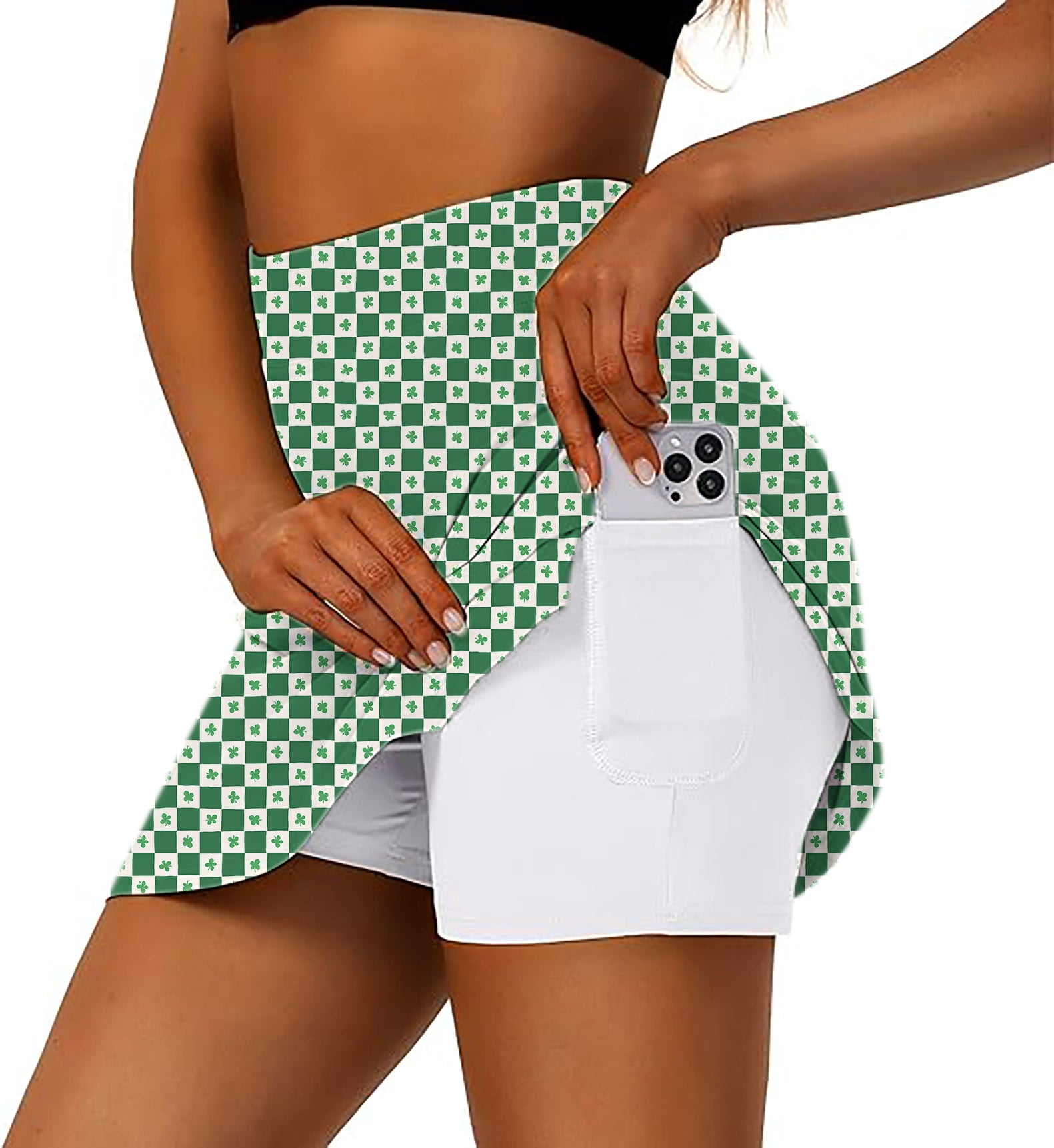 Leaf clover St. Patrick's Day Women's Athletic Golf Skorts Flared Skirts