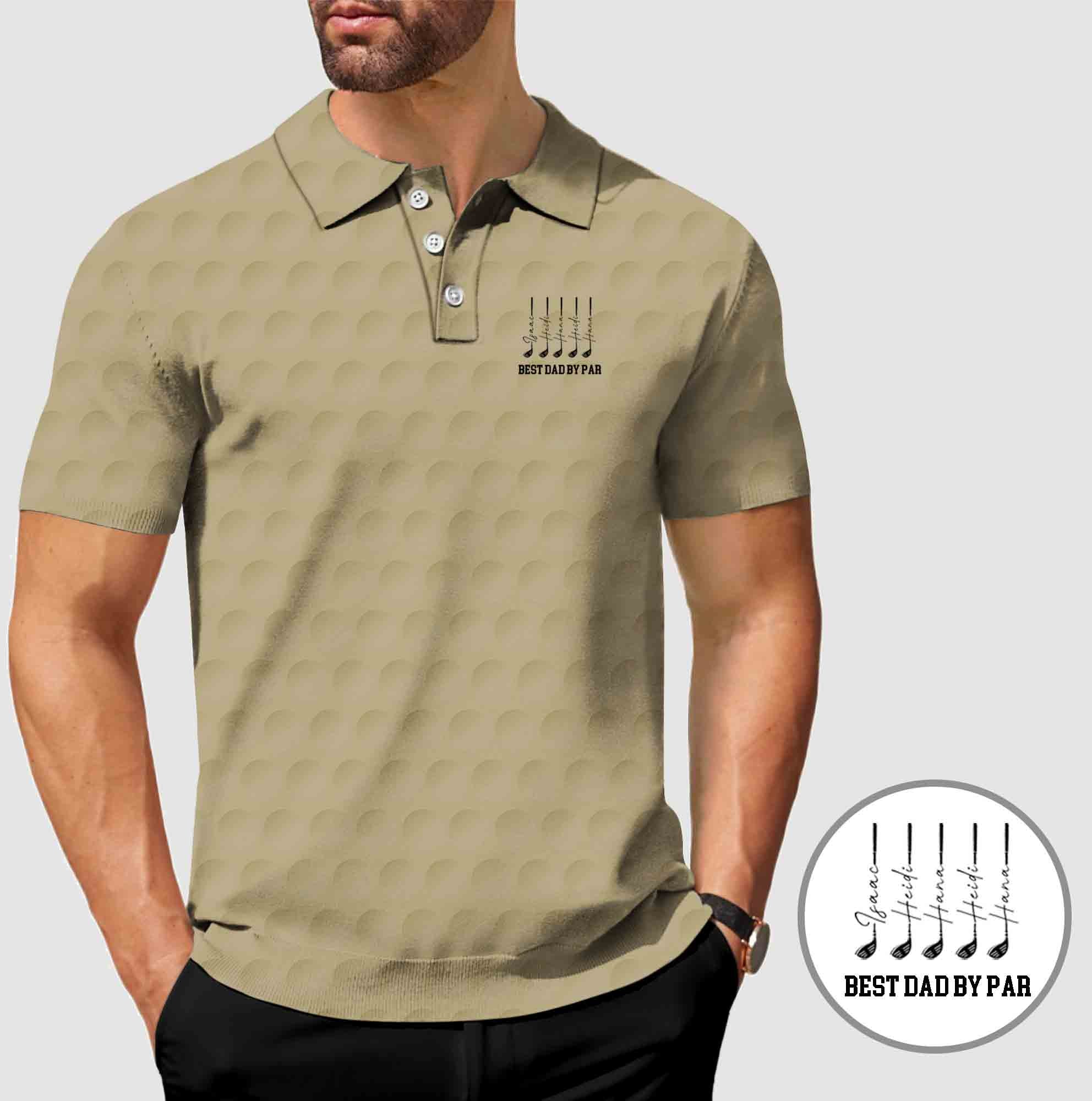 Men's White Golf Ball And Golf Club Print Designer style Polo