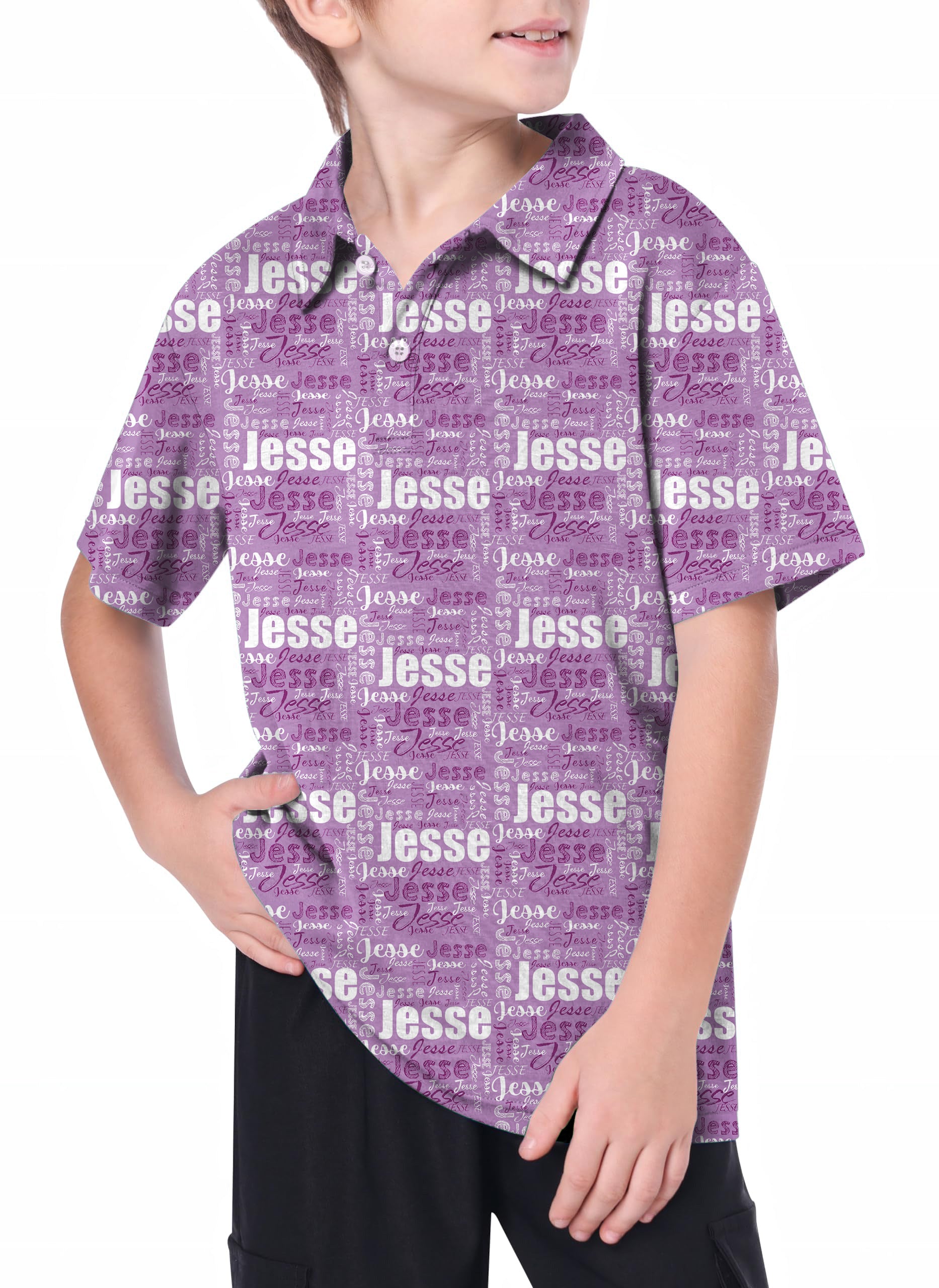 Youth Custom name amethyst Golf Polo