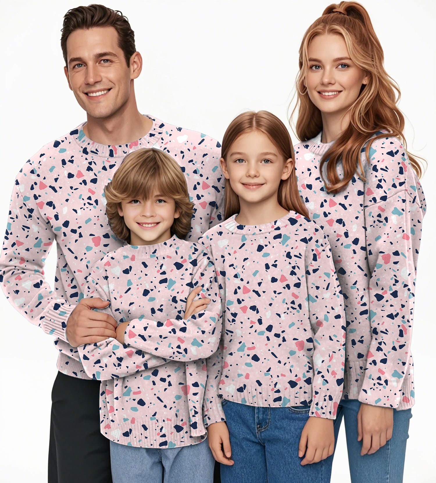 Pink Paint Splatter Crewneck Pullover Ugly Sweater Men Women boy girl family