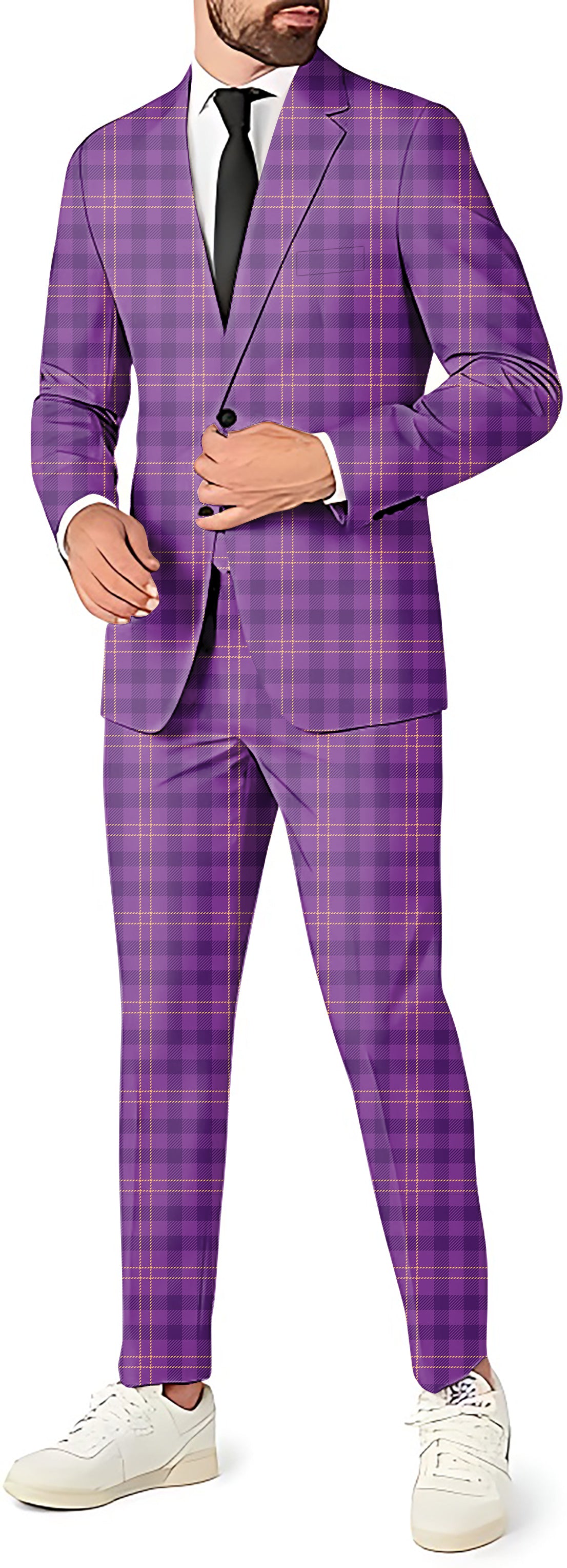 Halloween purple plaid Men's Party Costumes-Theme Party 2 or 3pcs Suit set-Blazer Pants & Vest