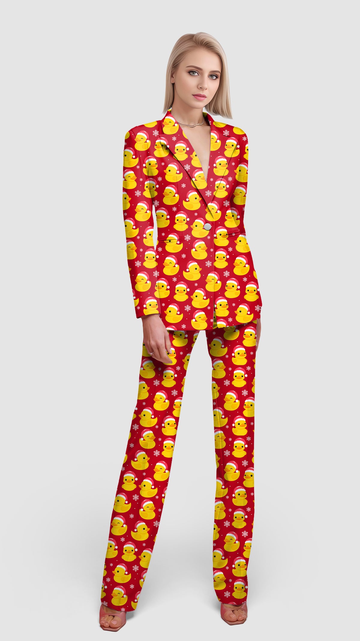 Christmas Yellow Duck Women's Blazer Casual Work Office Blazer Suit set